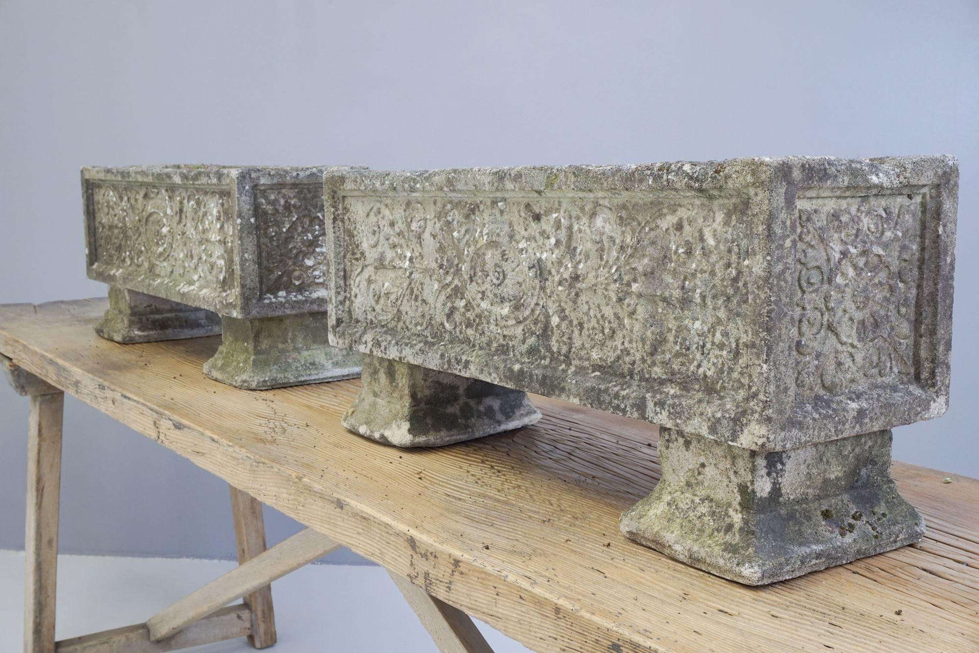 Concrete Pair of Planters on Feet For Sale