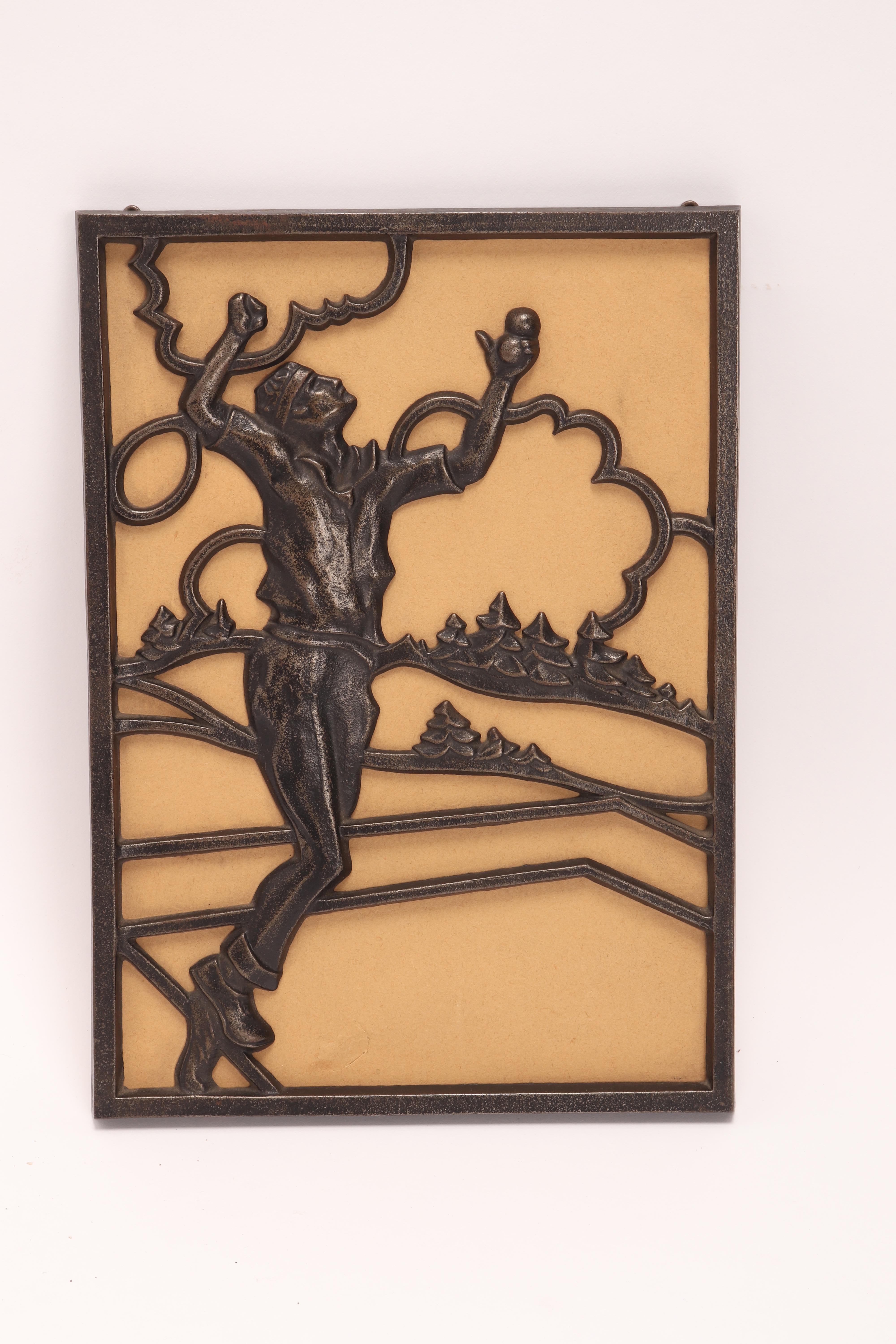 Austrian Pair of Plaques with Tennis Players, Austria, 1930