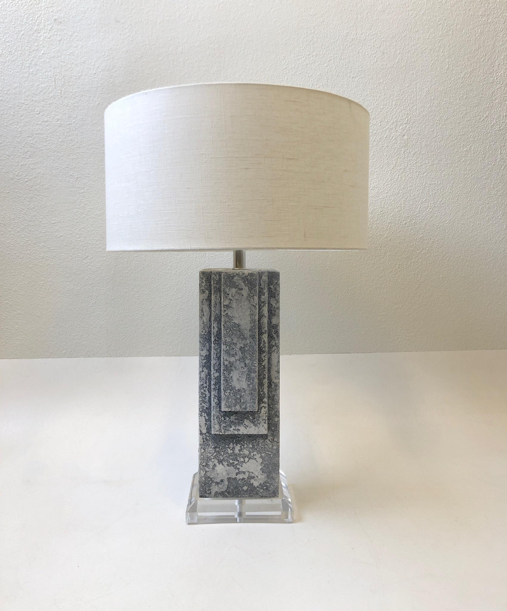 Pair of Plaster and Chrome Table Lamps For Sale 2