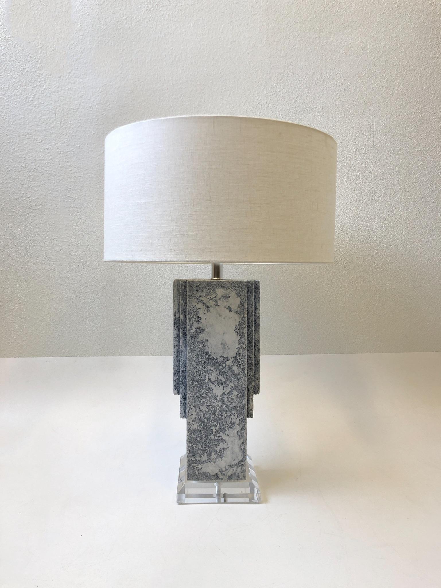 Pair of Plaster and Chrome Table Lamps For Sale 5