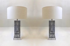 Pair of Plaster and Chrome Table Lamps