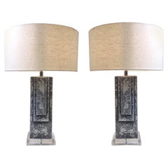 Pair of Plaster and Chrome Table Lamps