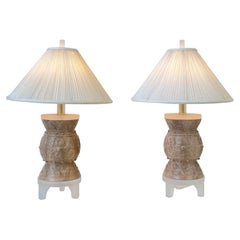 Vintage Pair of Plaster and Lucite Table Lamps by Bauer Lamp Co.