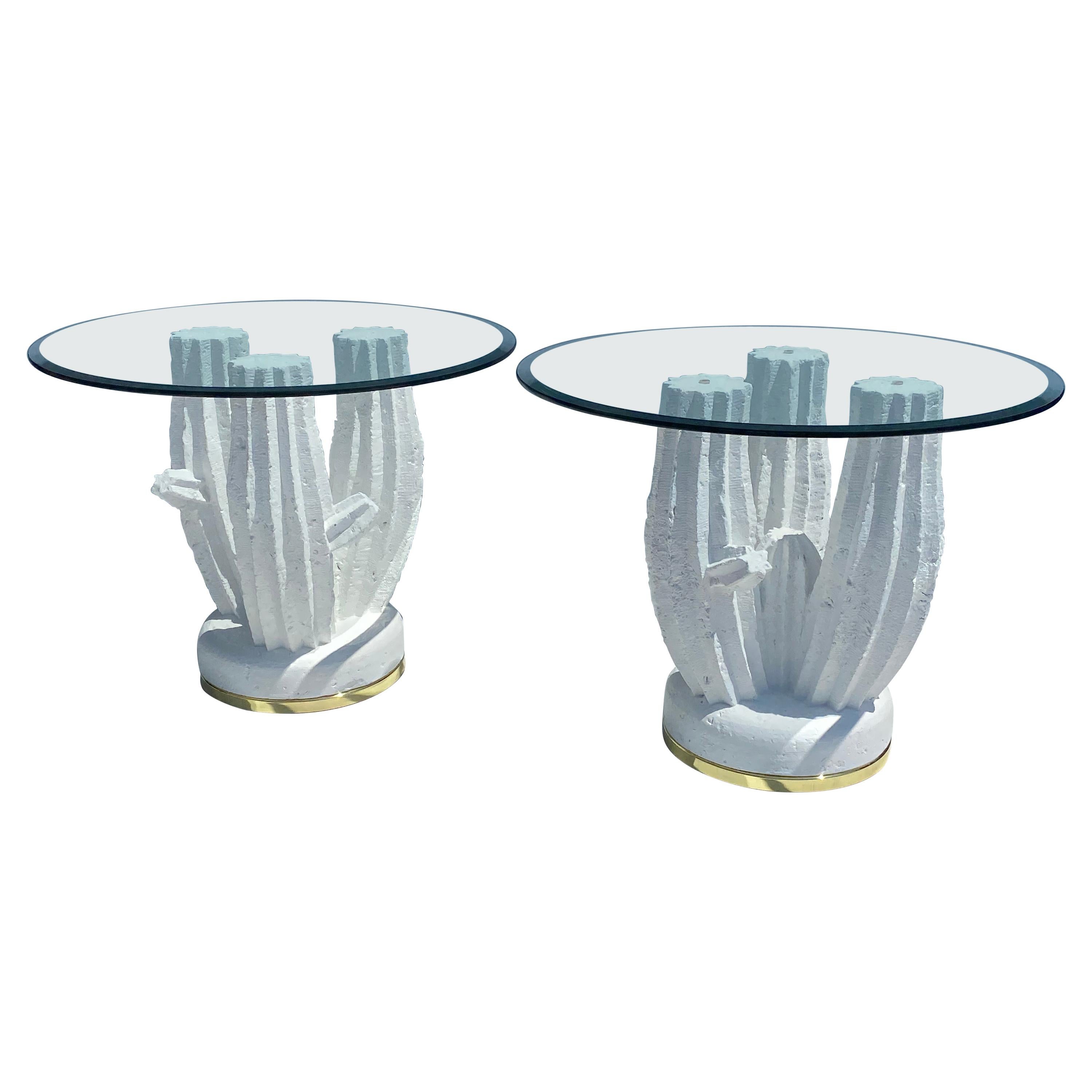 Pair of Plaster Cactus Side / End Tables For Sale