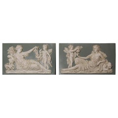 Retro Pair of Plaster Classical Roman Style Plaques