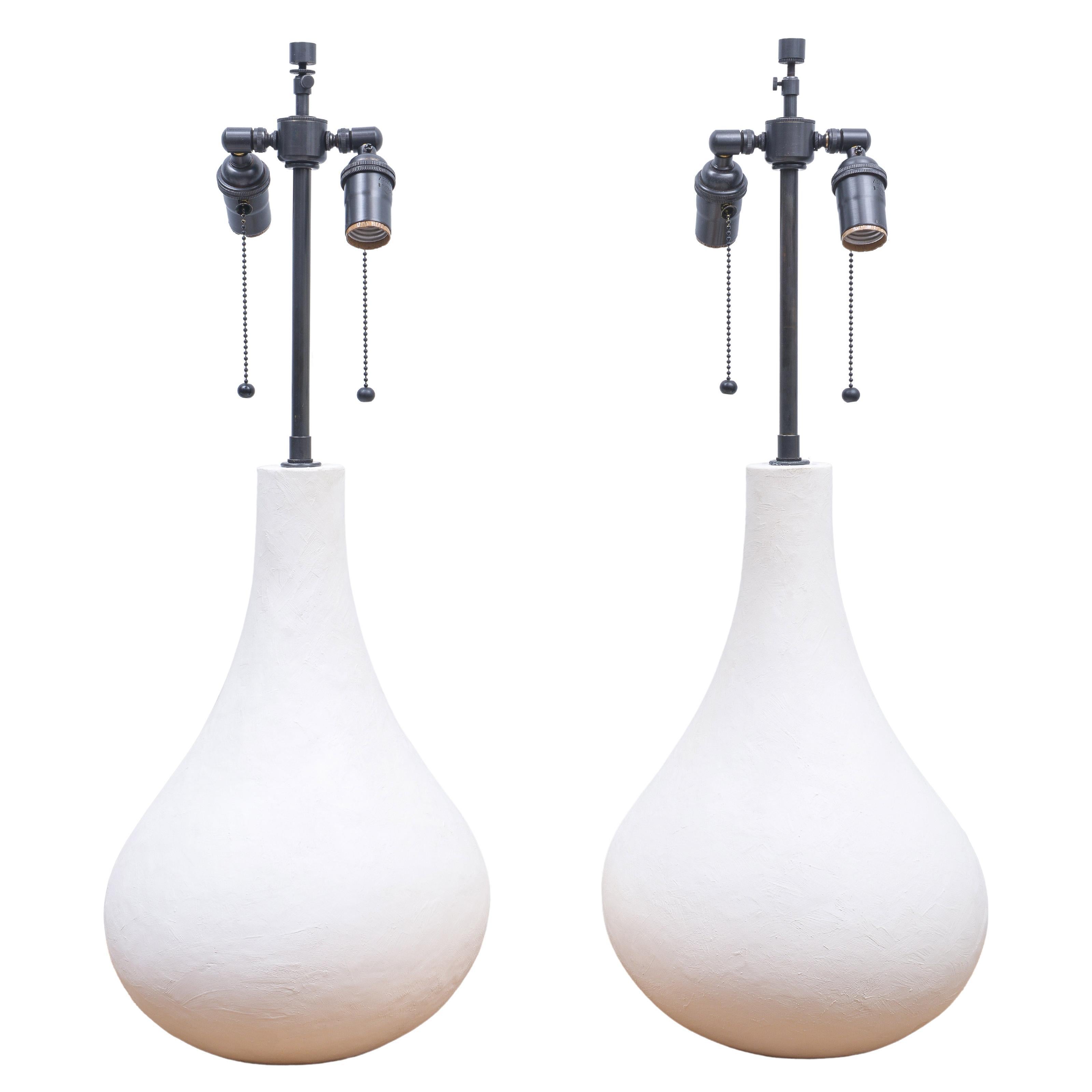 Pair of Plaster Custom Elle Lamps For Sale