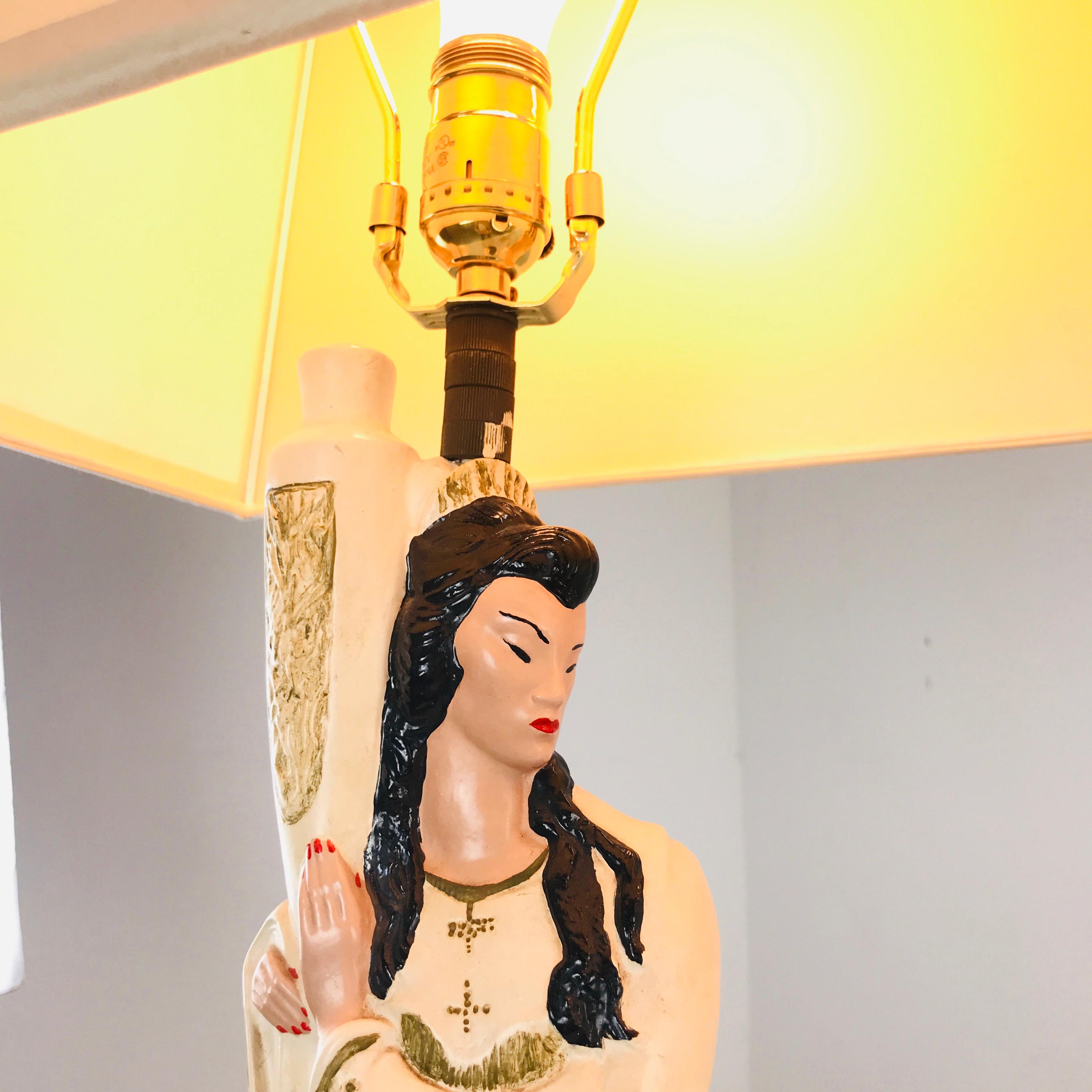 Inconnu Paire de lampes figuratives en plâtre en vente