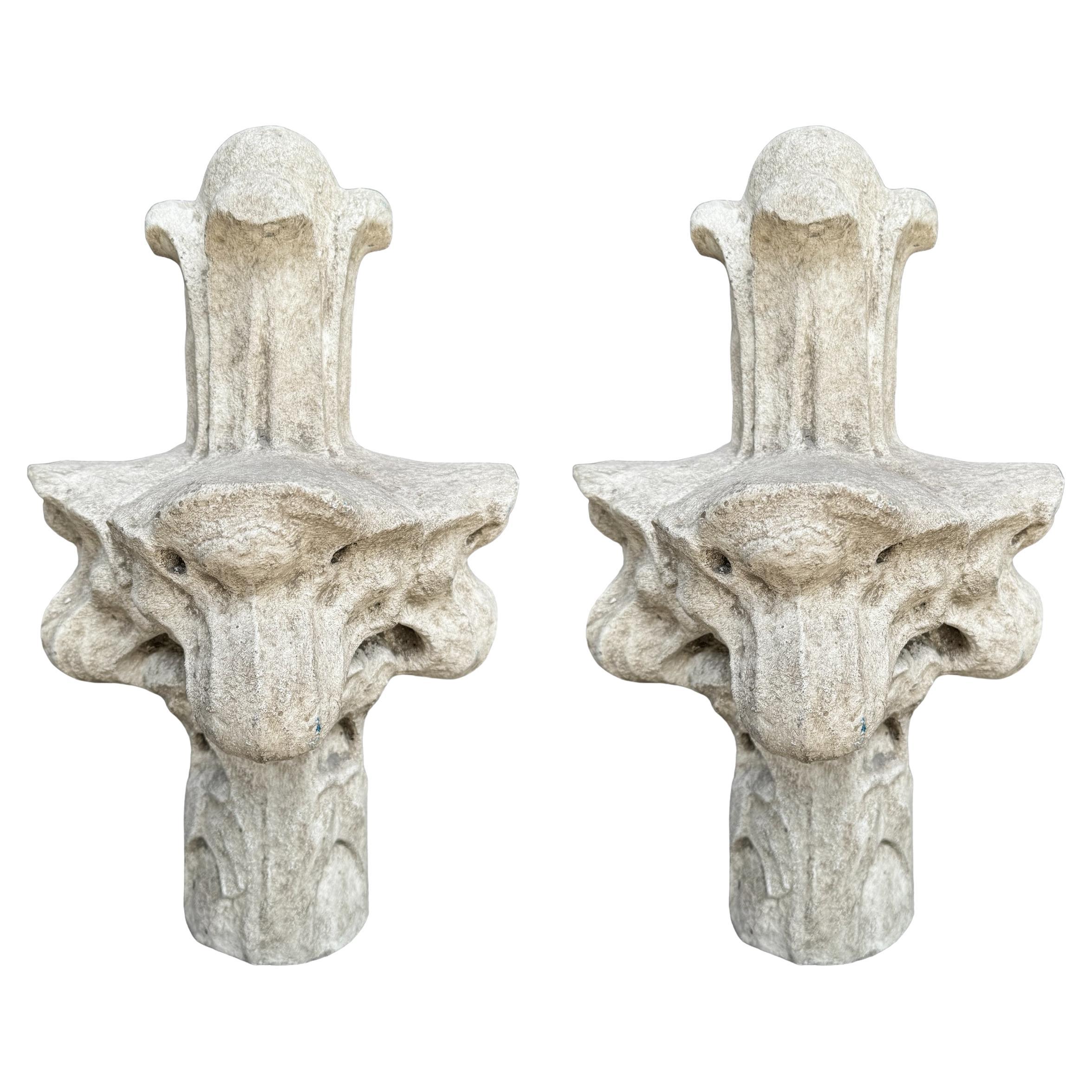 Pair of Plaster Gothic Crocketed Finials