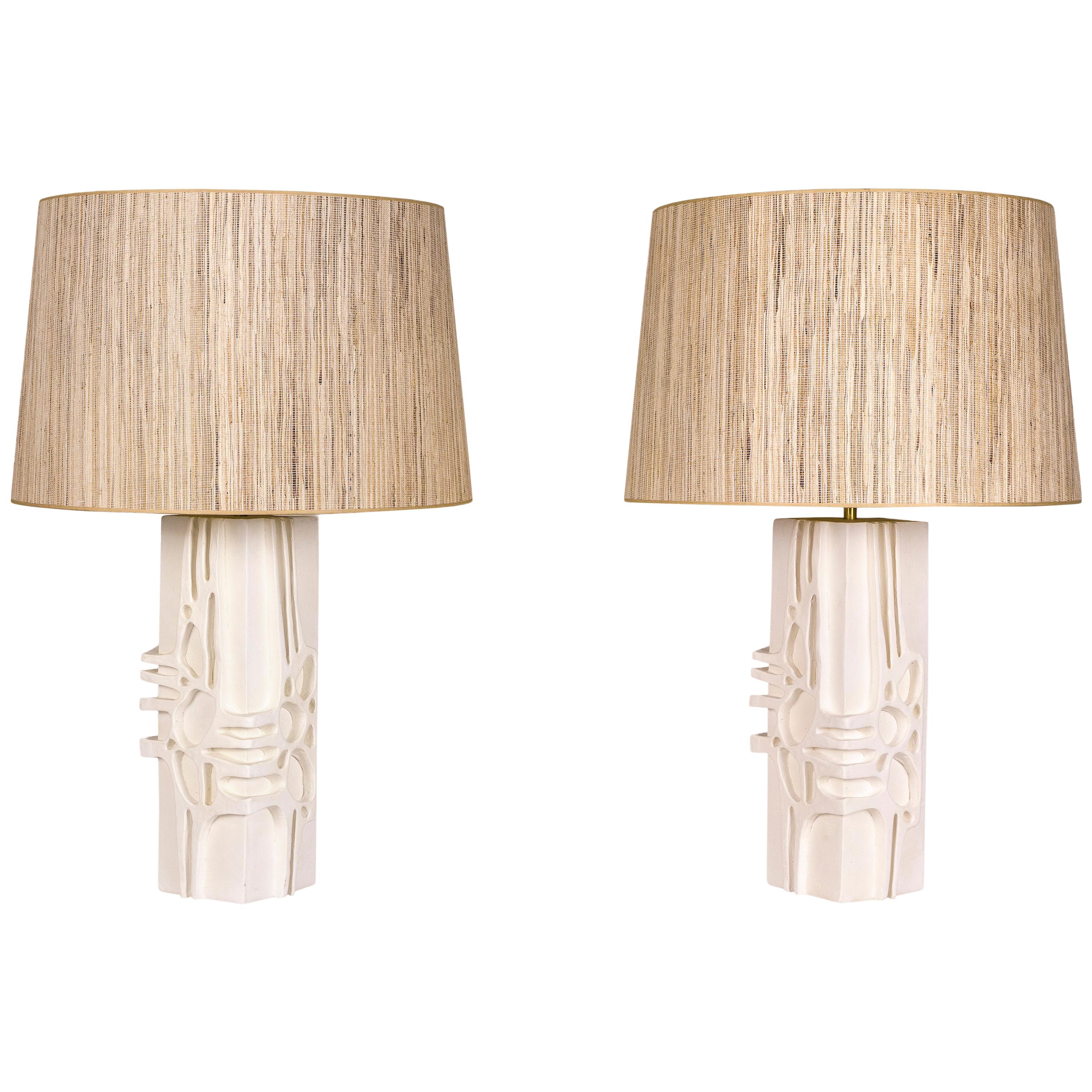 Pair of Plaster Lamps, circa 2000, France
