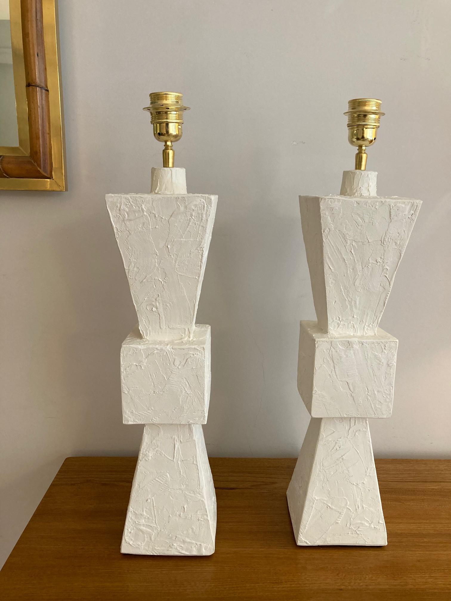 Pair of Plaster Lamps For Sale 3