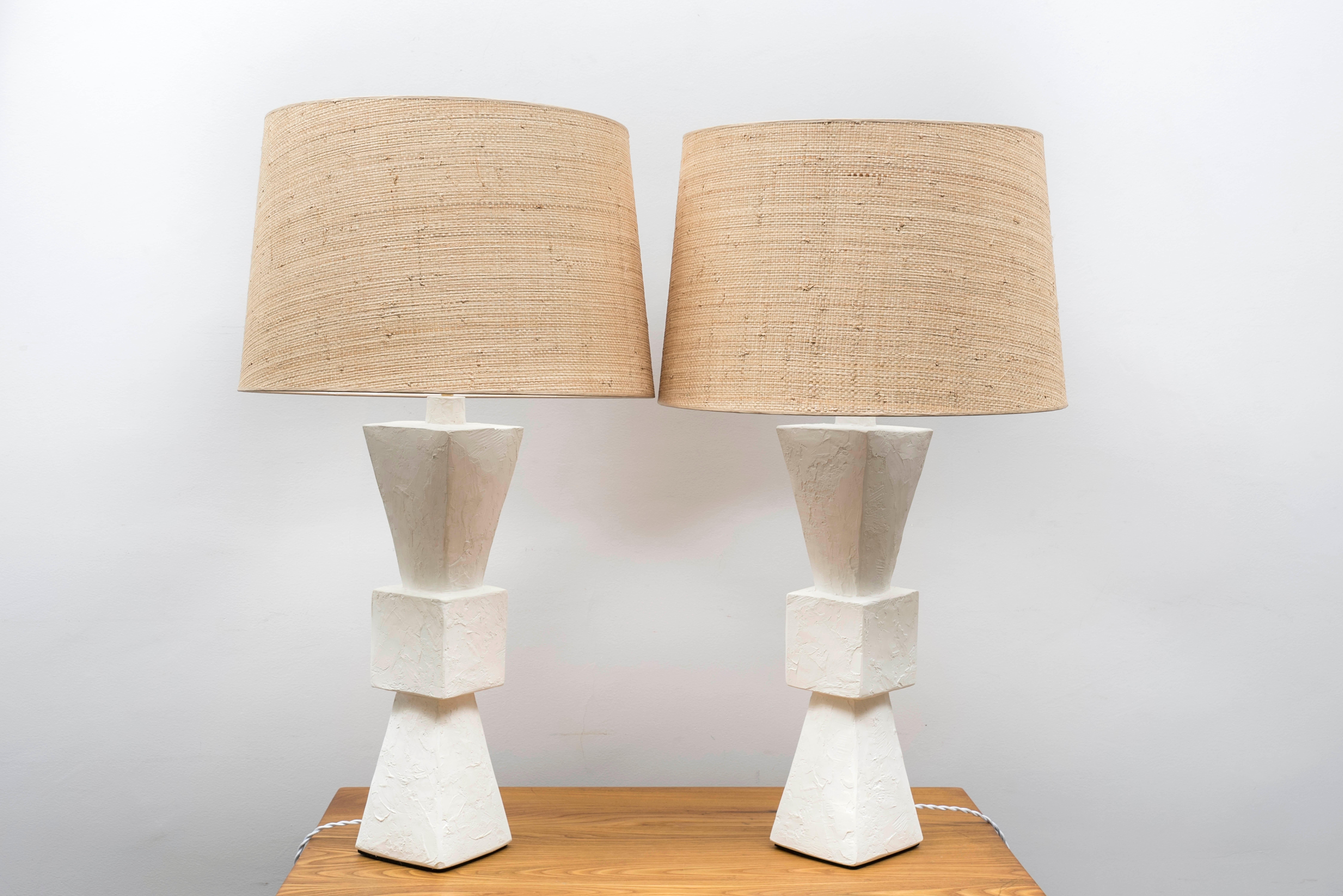 Mid-Century Modern Pair of Plaster Lamps
