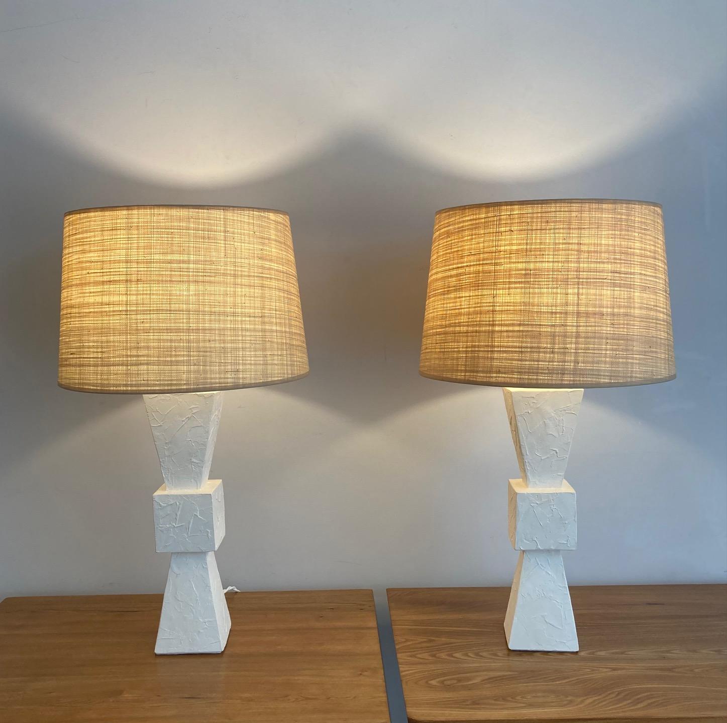 French Pair of Plaster Lamps