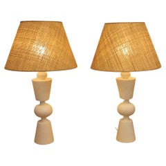 Pair of plaster lamps, in the manner of Jean Michel Franck