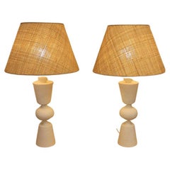 Pair of plaster lamps, in the manner of Jean Michel Franck