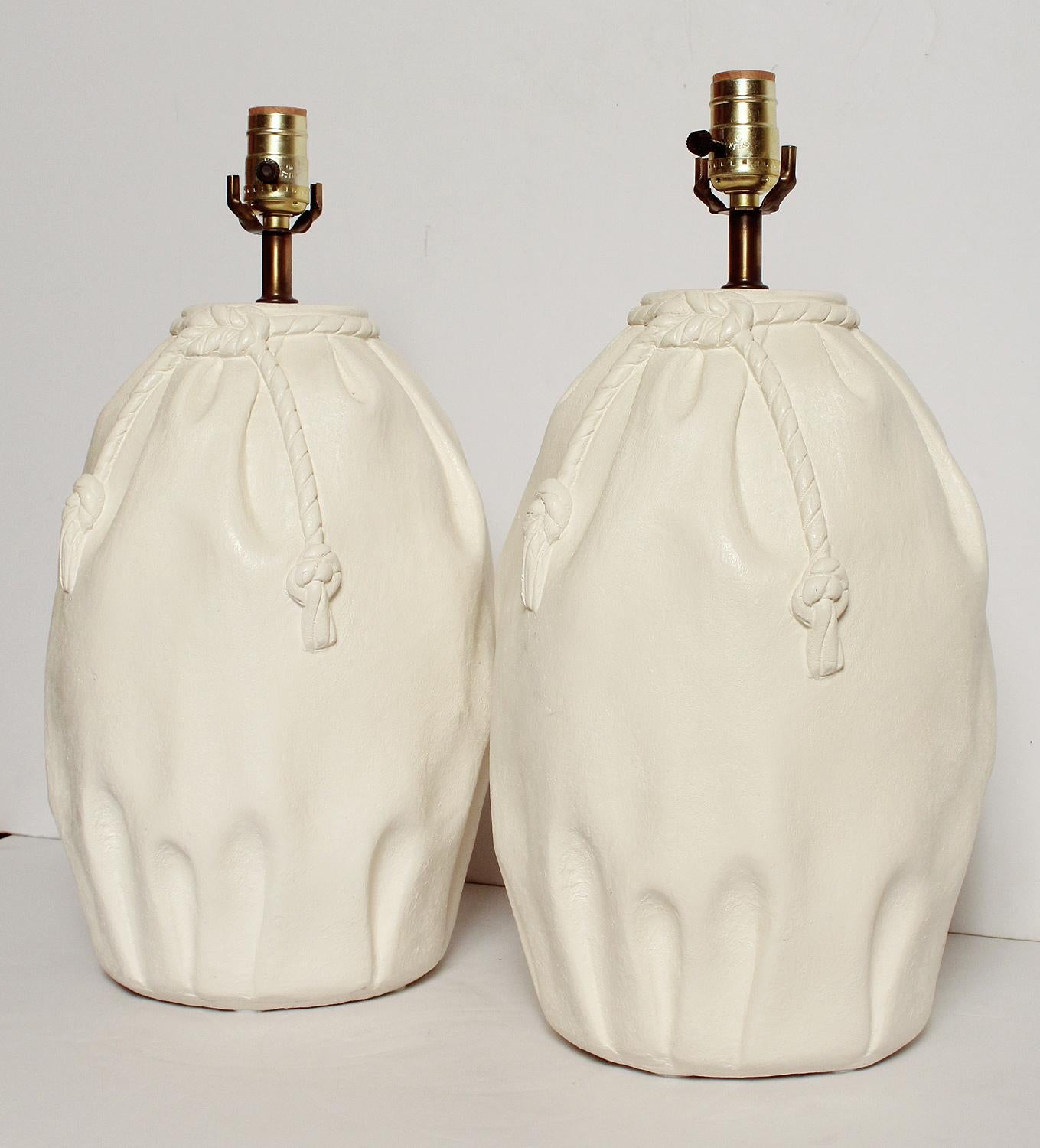 Modern Pair of Plaster Lamps in the Manner of John Dickinson For Sale