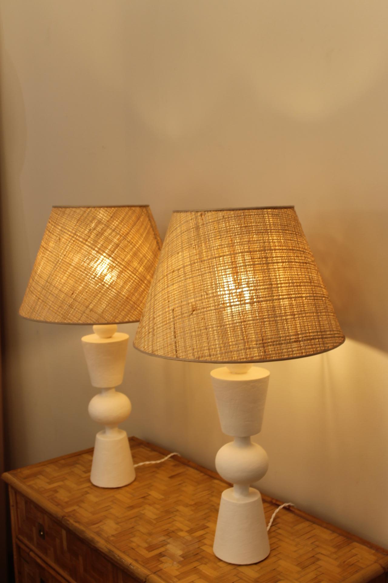 Pair of plaster lamps, in the manner of Jean Michel Franck 5