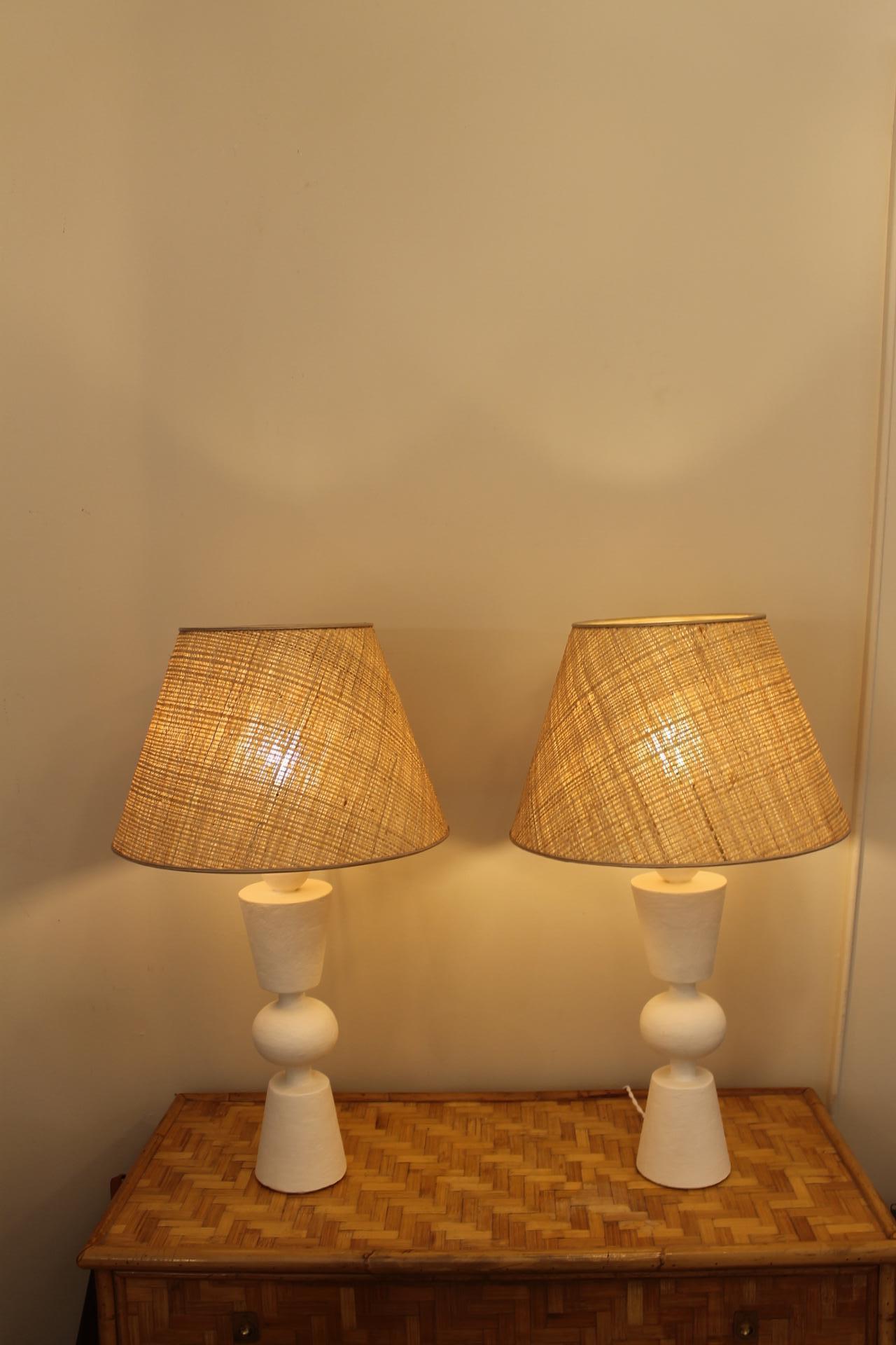 Pair of plaster lamps, in the manner of Jean Michel Franck 8