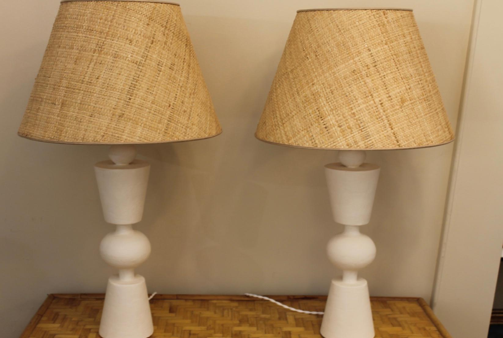 Aesthetic Movement Pair of plaster lamps, in the manner of Jean Michel Franck