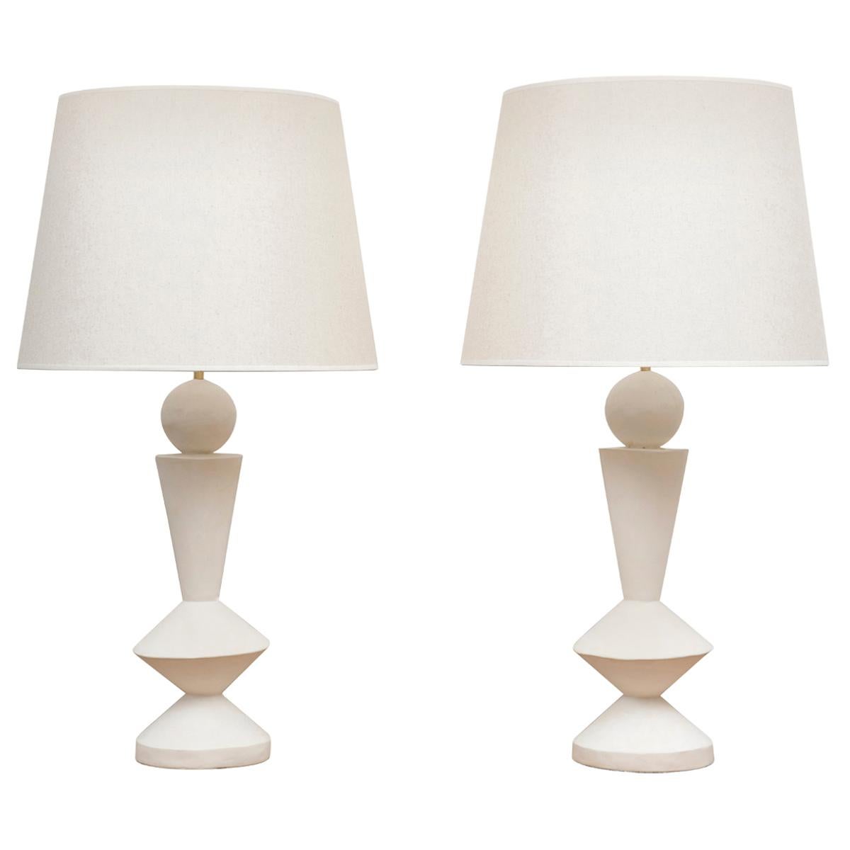 Pair of Plaster Lamps in the Taste of Jean-Michel Frank