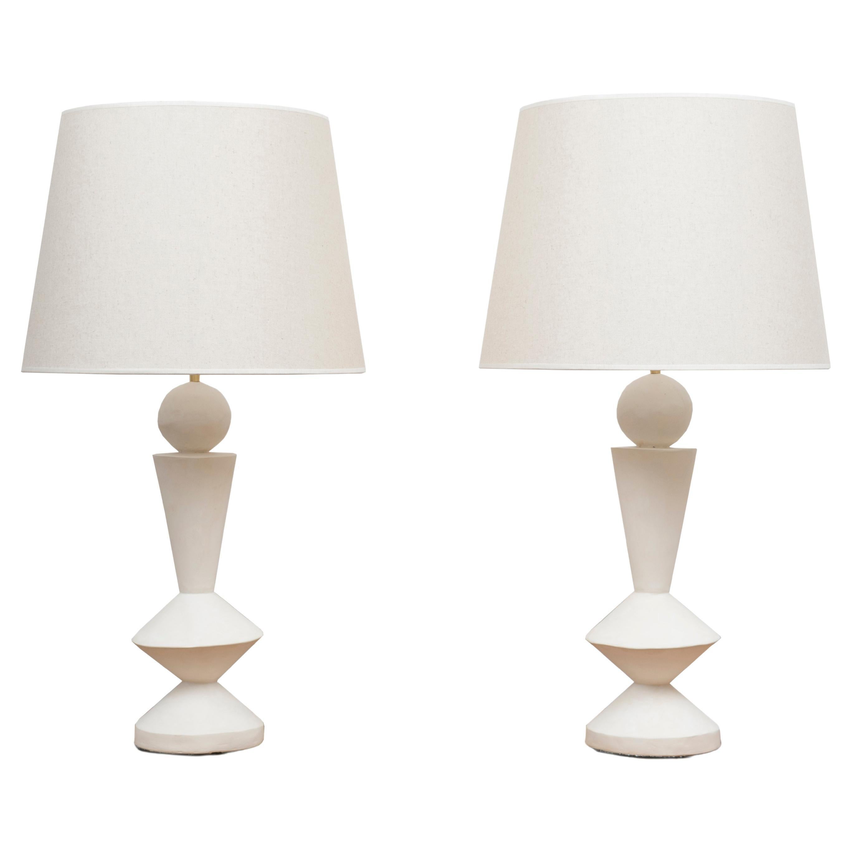 Pair of Plaster Lamps in the Taste of Jean-Michel Frank