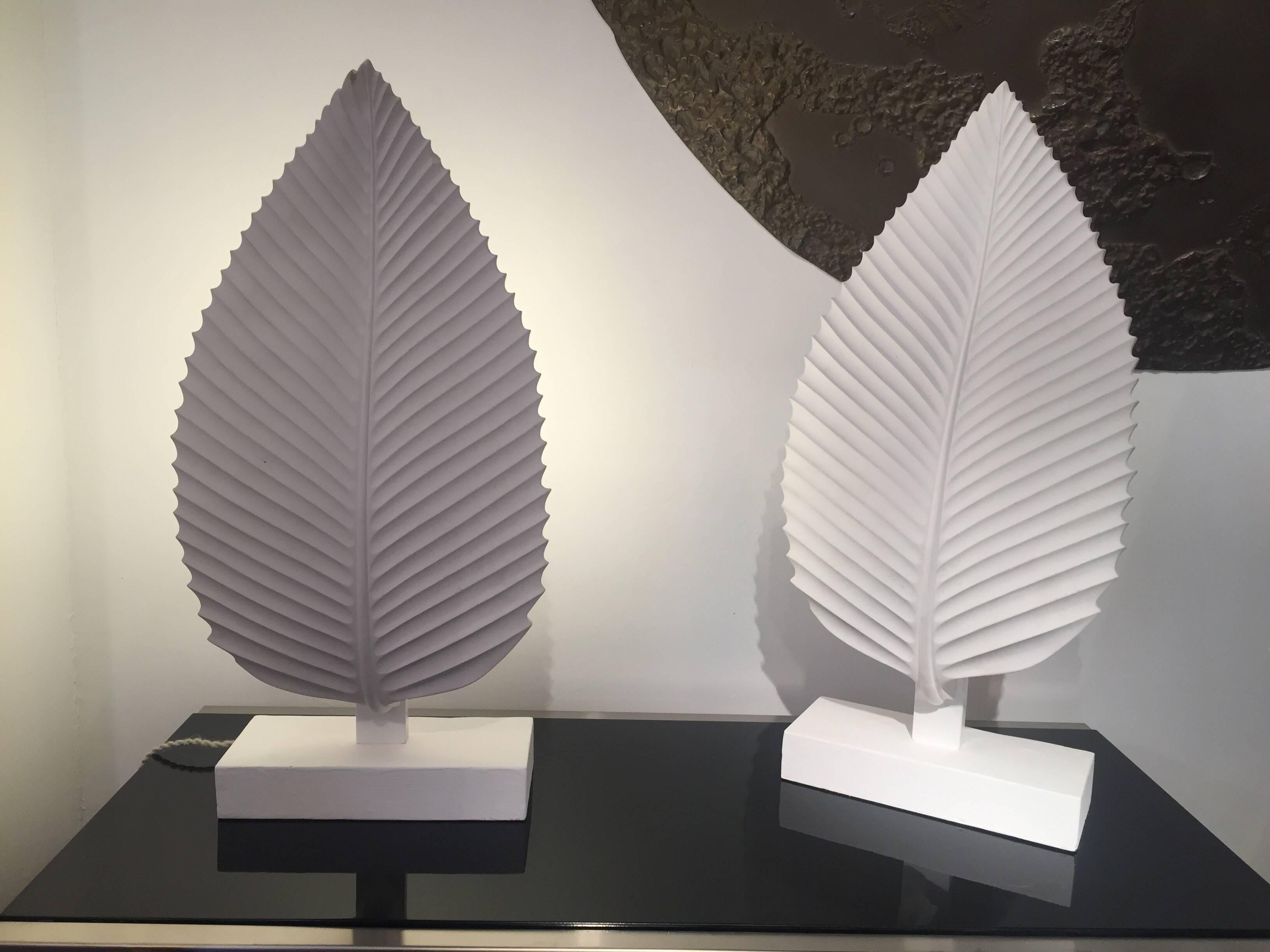 Pair of Plaster Leaf Lamps 2