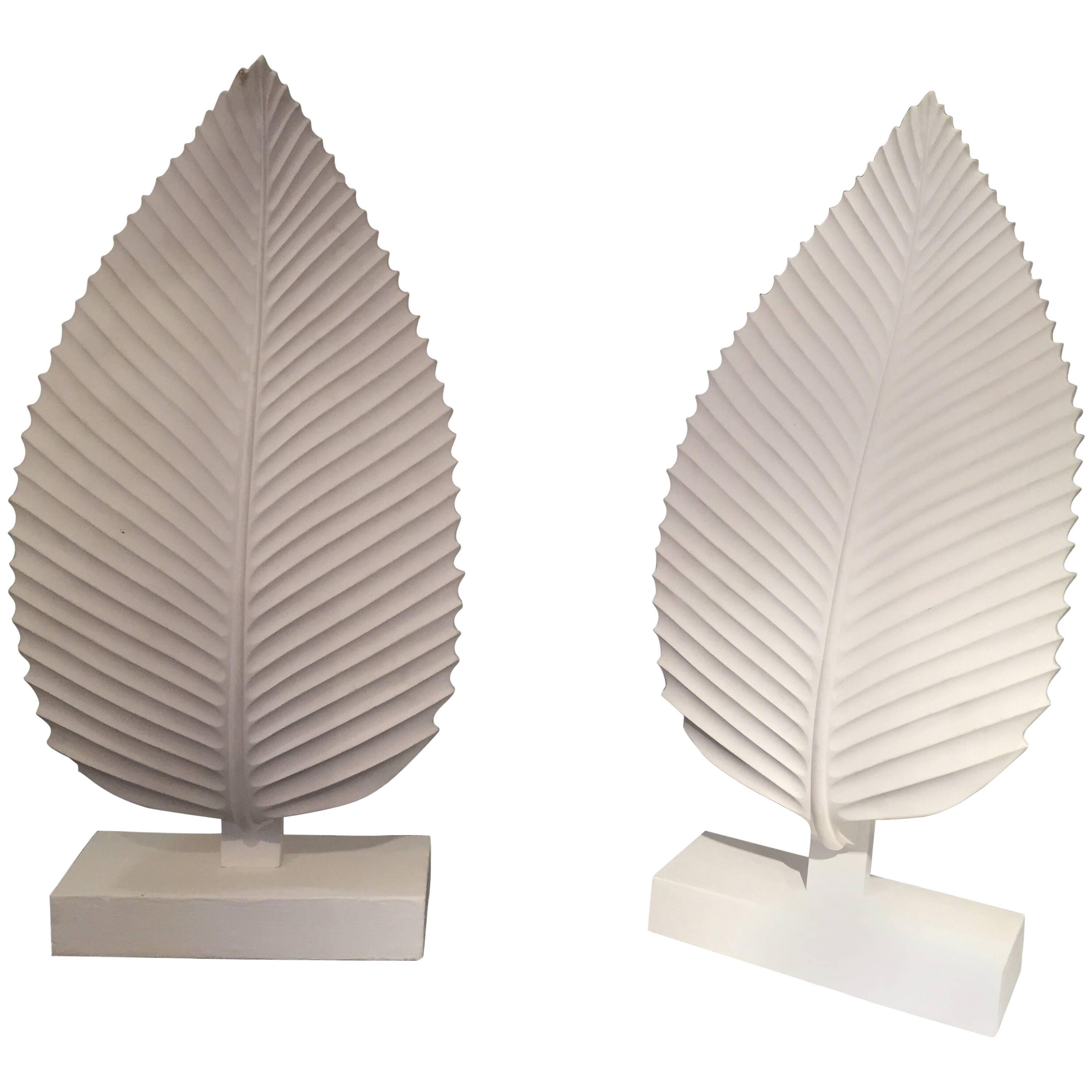 Pair of Plaster Leaf Lamps