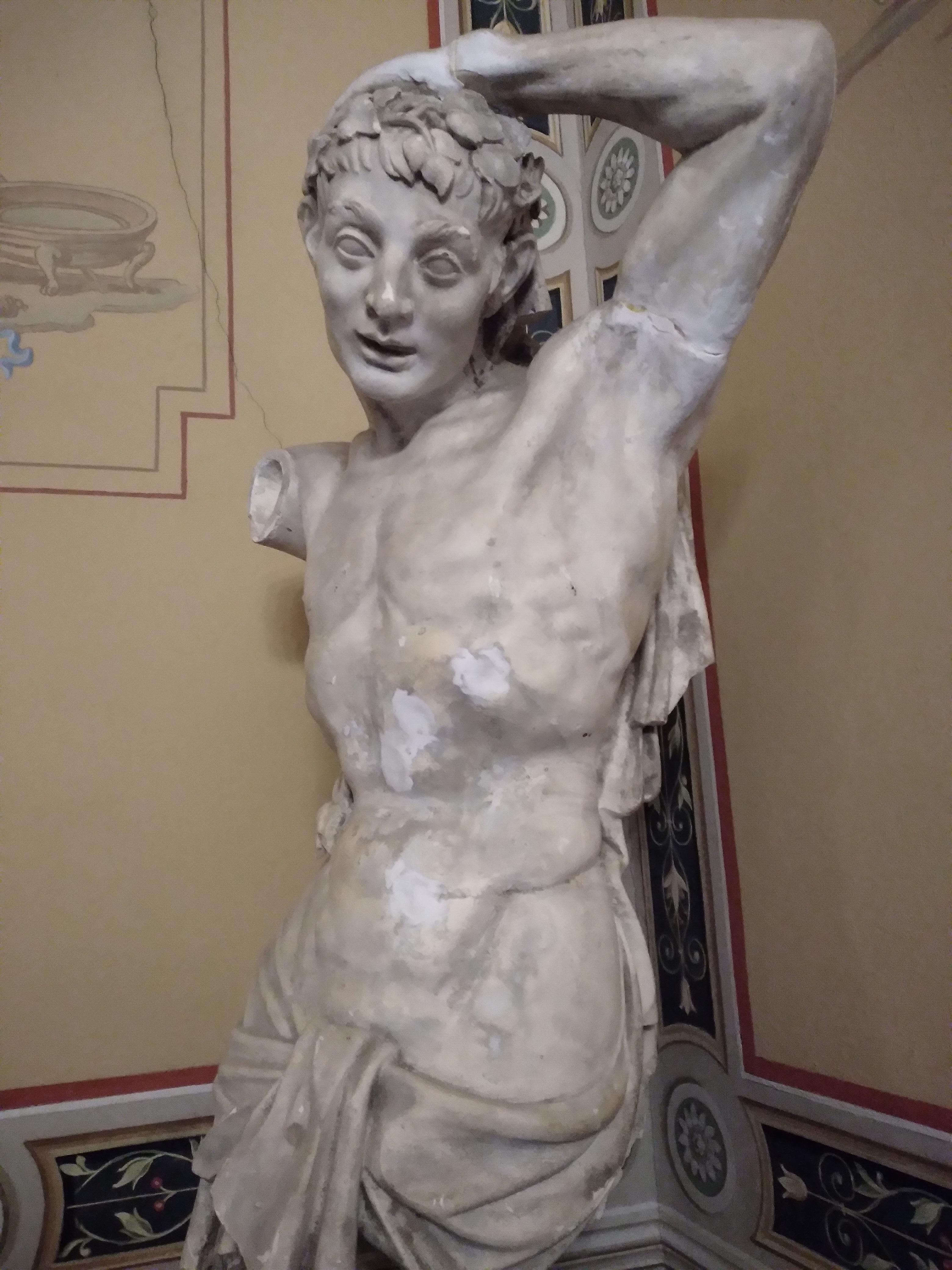 Baroque Revival Pair of Plaster Man Sculpture, XIX, Italy