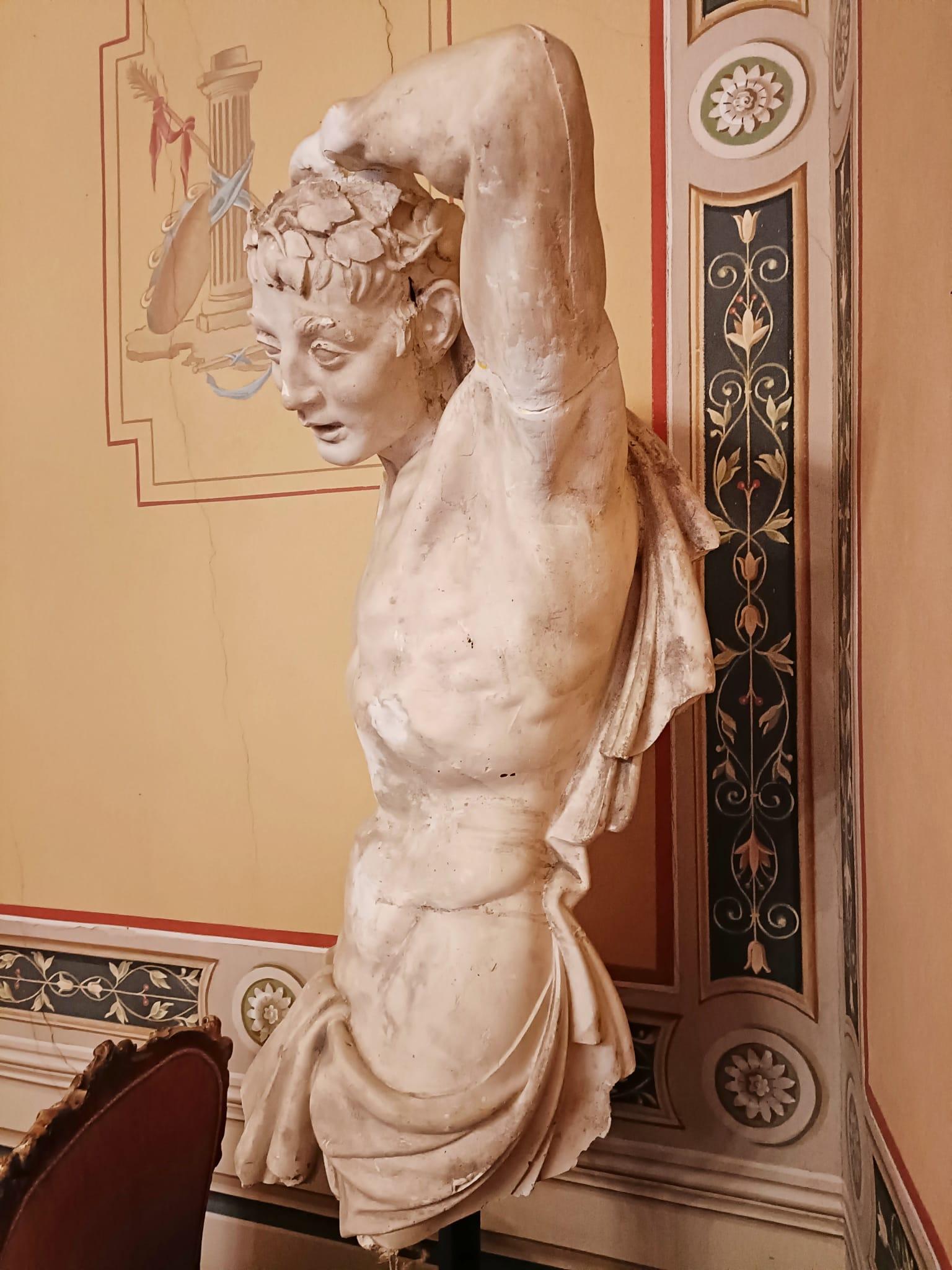 19th Century Pair of Plaster Man Sculpture, XIX, Italy