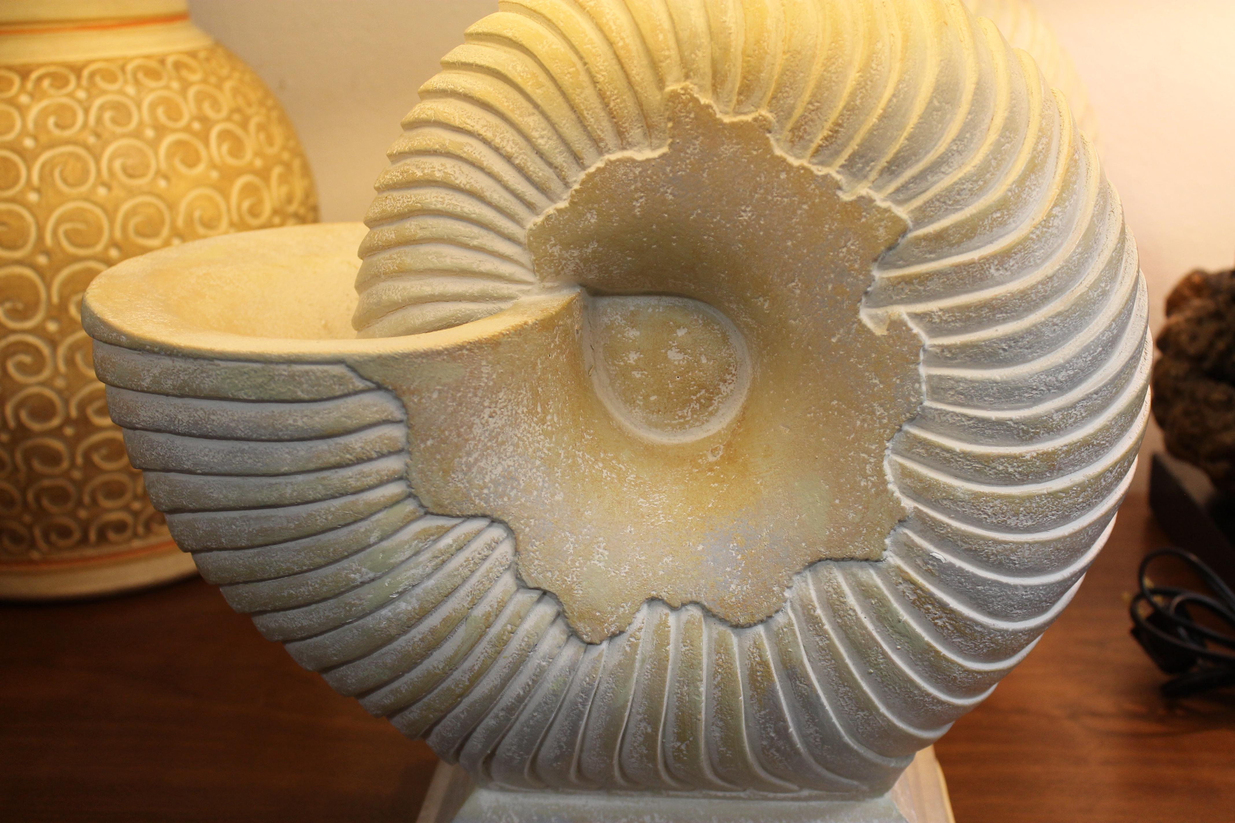 American Pair of Plaster Nautilus Lamps