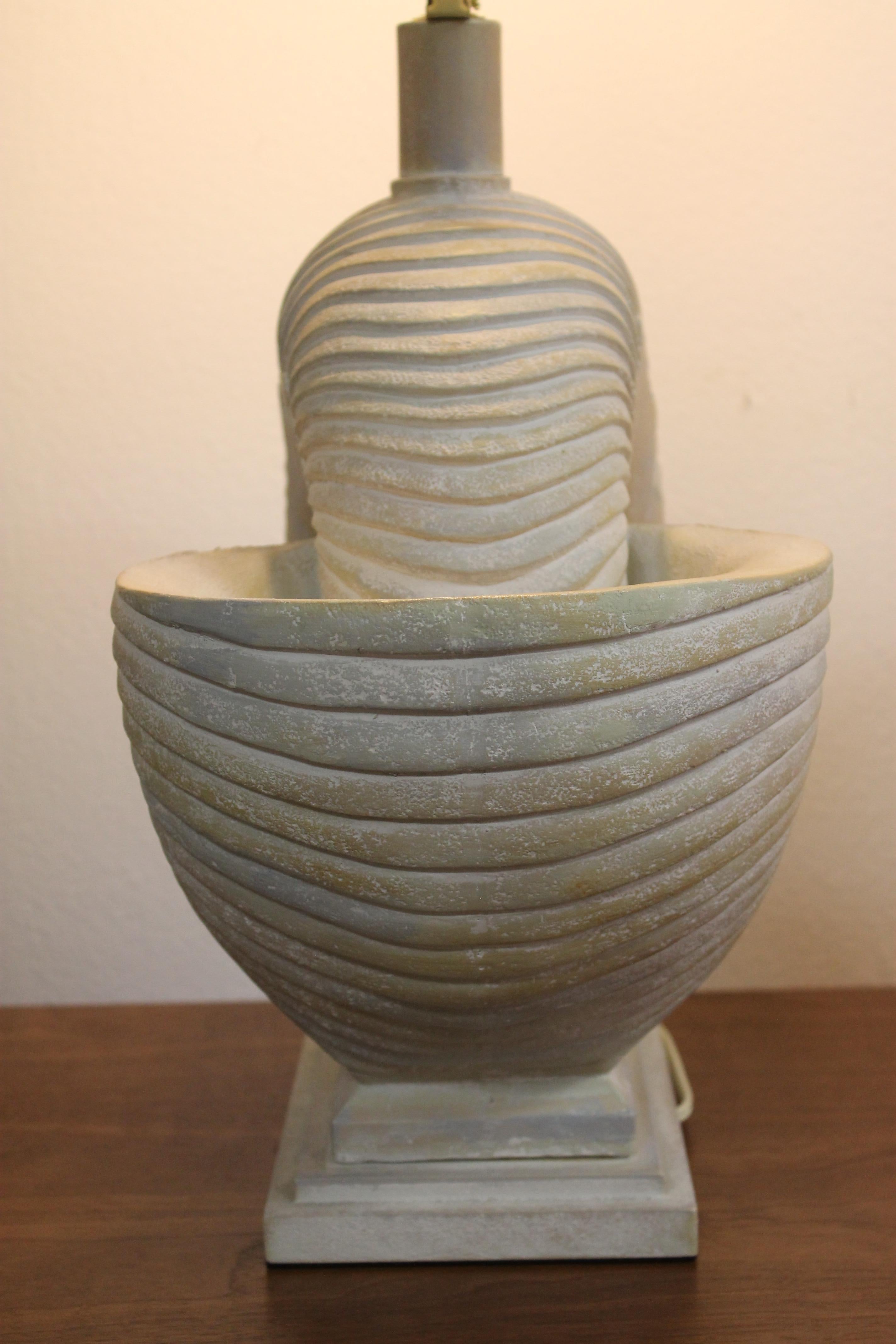 Pair of Plaster Nautilus Lamps In Excellent Condition In Palm Springs, CA