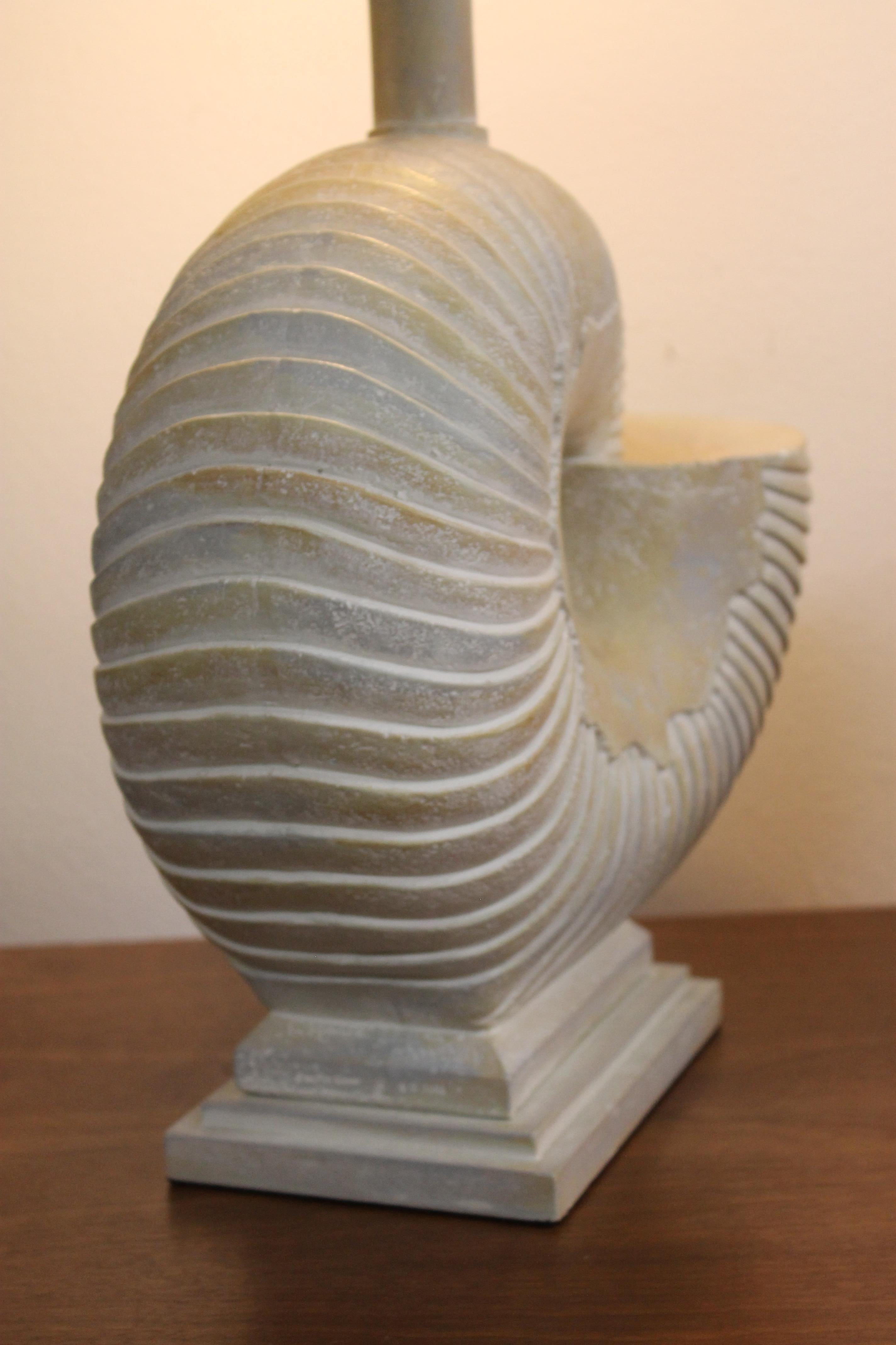 Late 20th Century Pair of Plaster Nautilus Lamps