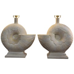 Pair of Plaster Nautilus Lamps