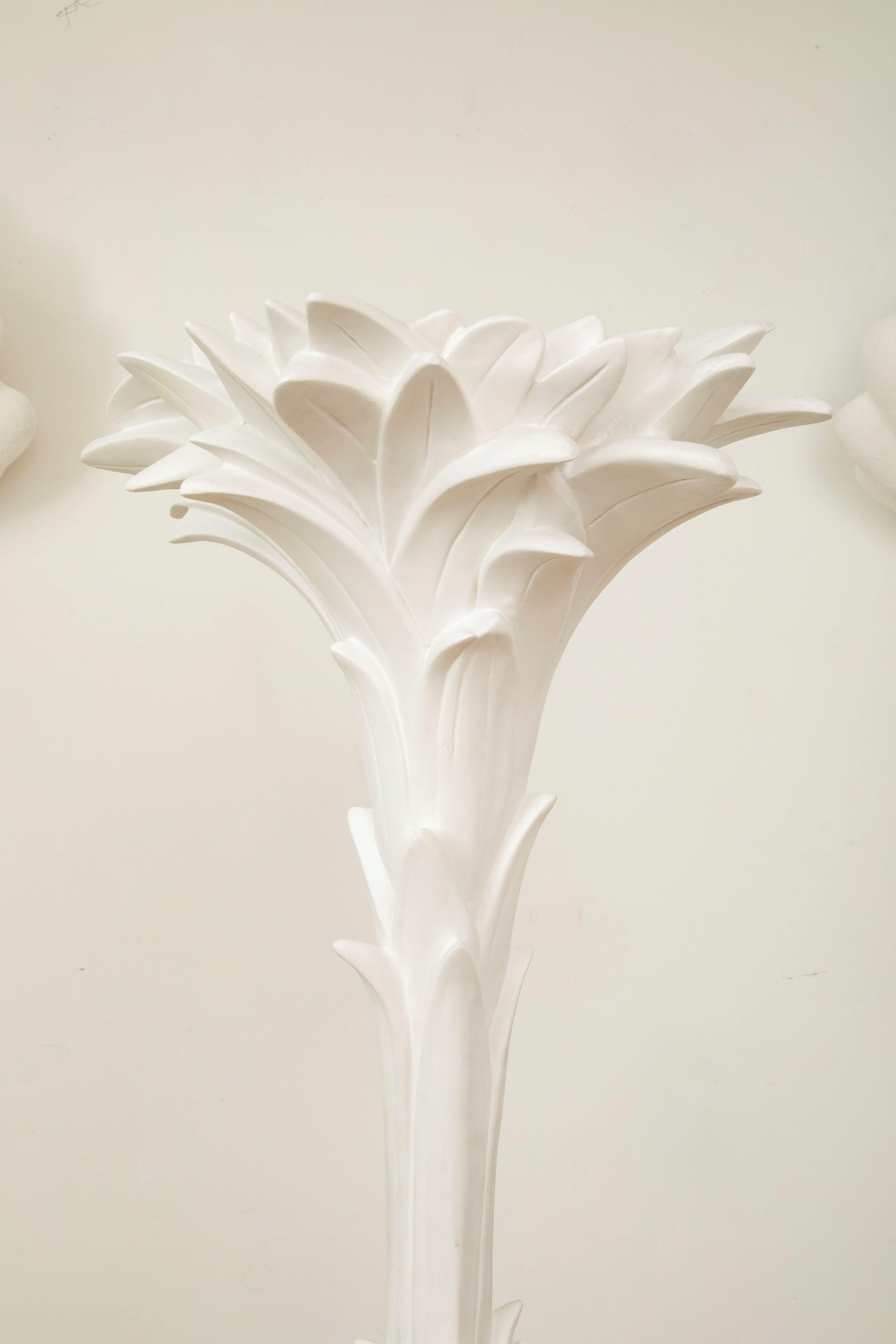 Francese Pair of Plaster Palm Form Floor Lamps by Serge Roche, France, 1950s in vendita
