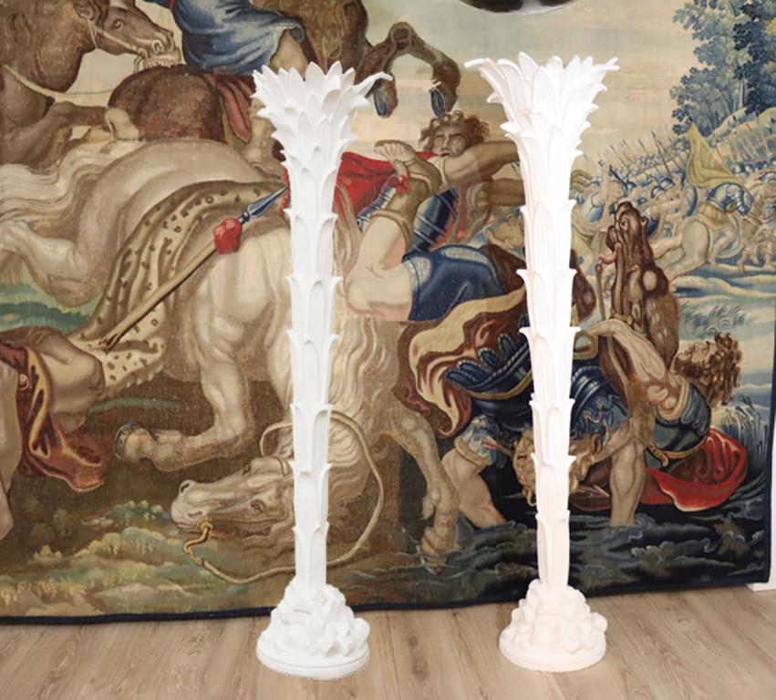 Pair of Plaster Palm Torchieres style of Serge Roche 3