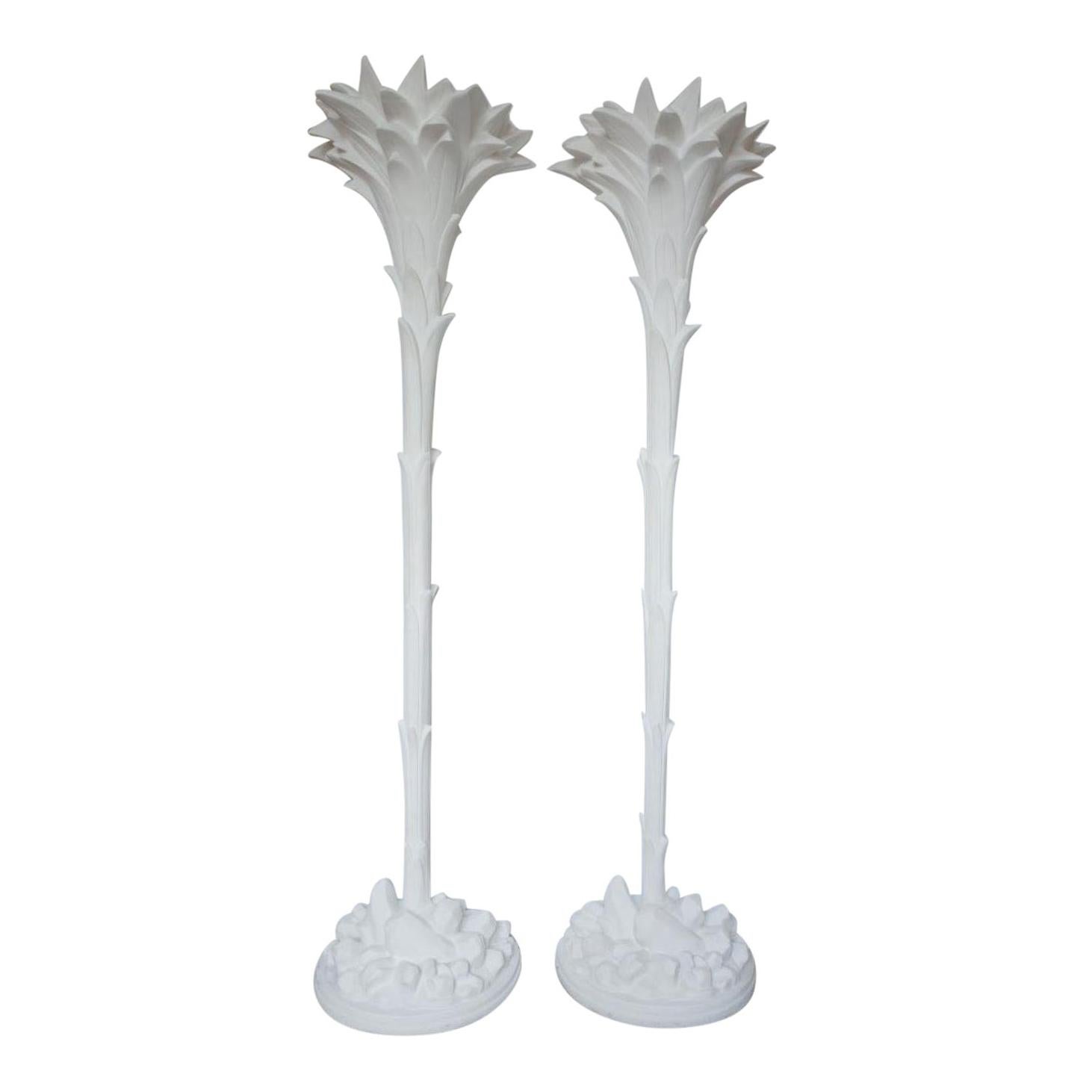 Pair of Plaster Palm Tree Form Torcheres Style of Dorothy Draper
