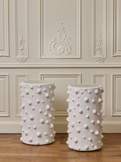 Paire de piédestaux en plâtre par LYNX