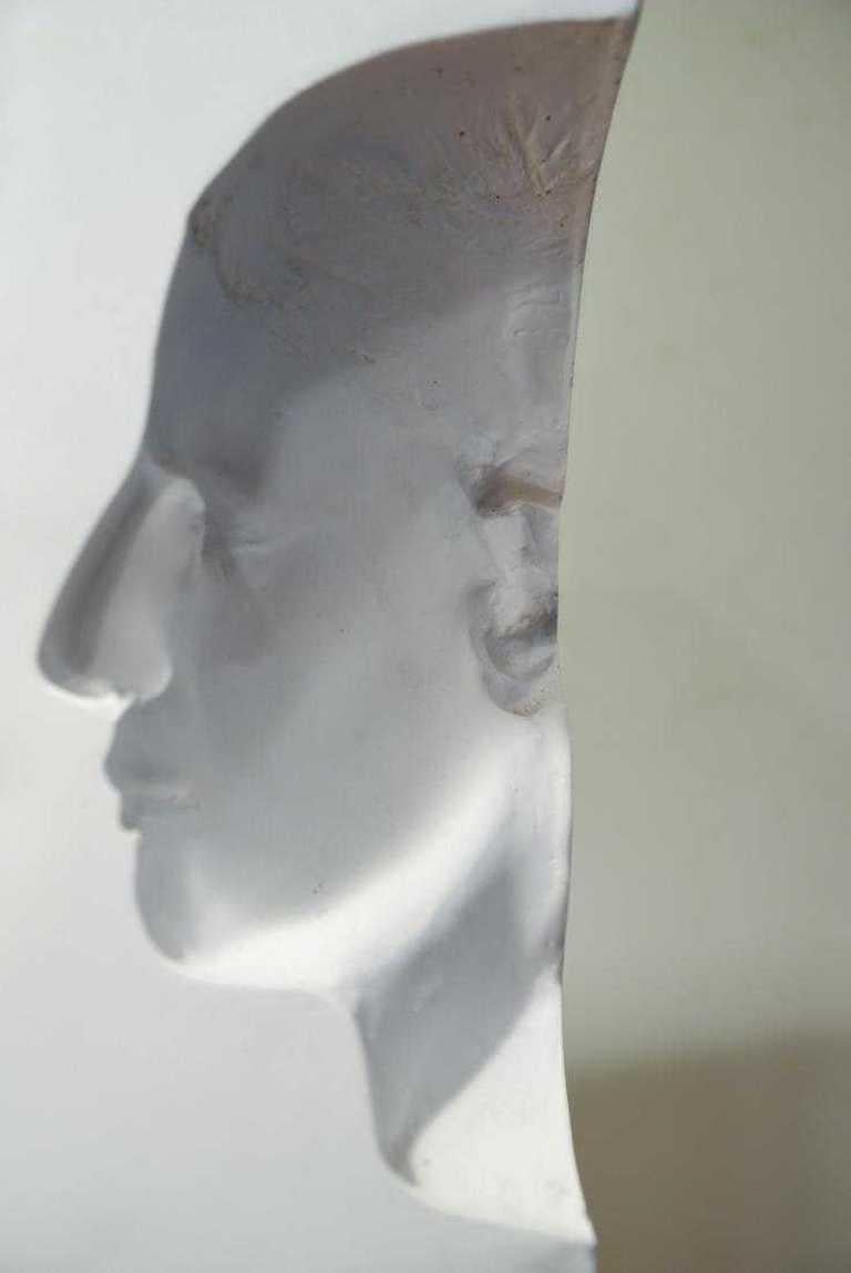 Pair of Plaster Relief Silhouette Sculptures on Steel Bases 5