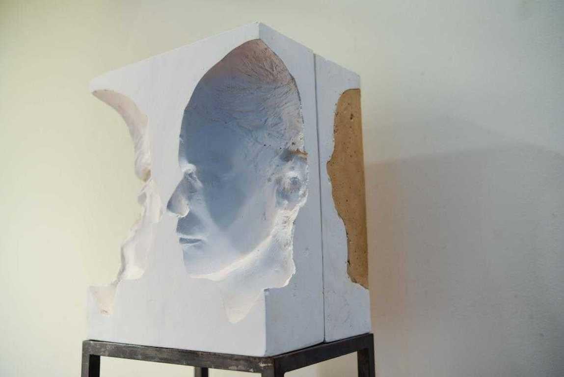 Greek Pair of Plaster Relief Silhouette Sculptures on Steel Bases