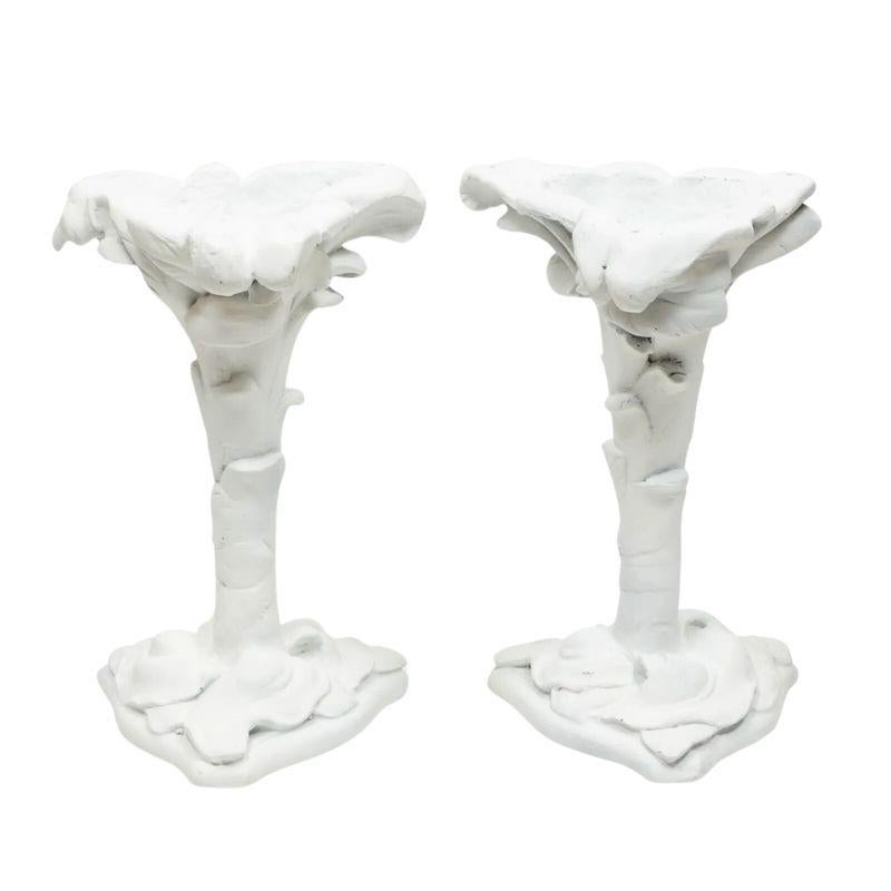 20th Century Pair of Plaster Serge Roche Palm Martini Side Tables For Sale