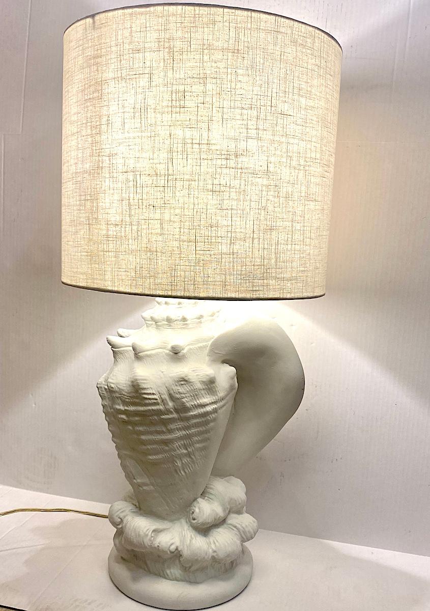 Mid-20th Century Pair of Plaster Shell Lamps For Sale