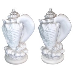 Pair of Plaster Shell Lamps