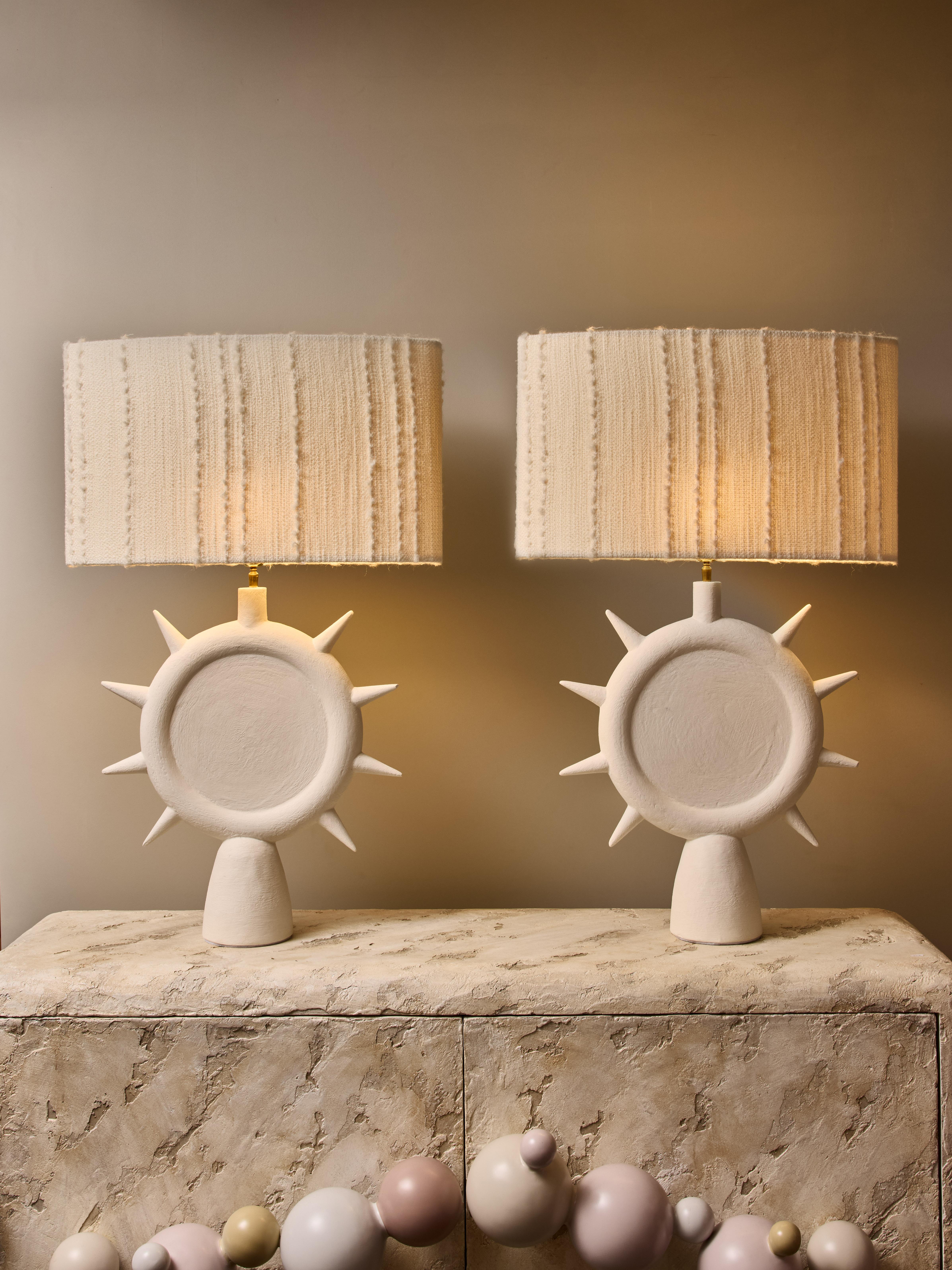 Modern Pair of Plaster Sunshine Table Lamps For Sale