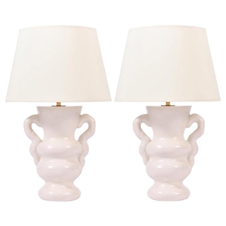 Pair of Plaster Table Lamps by Dorian