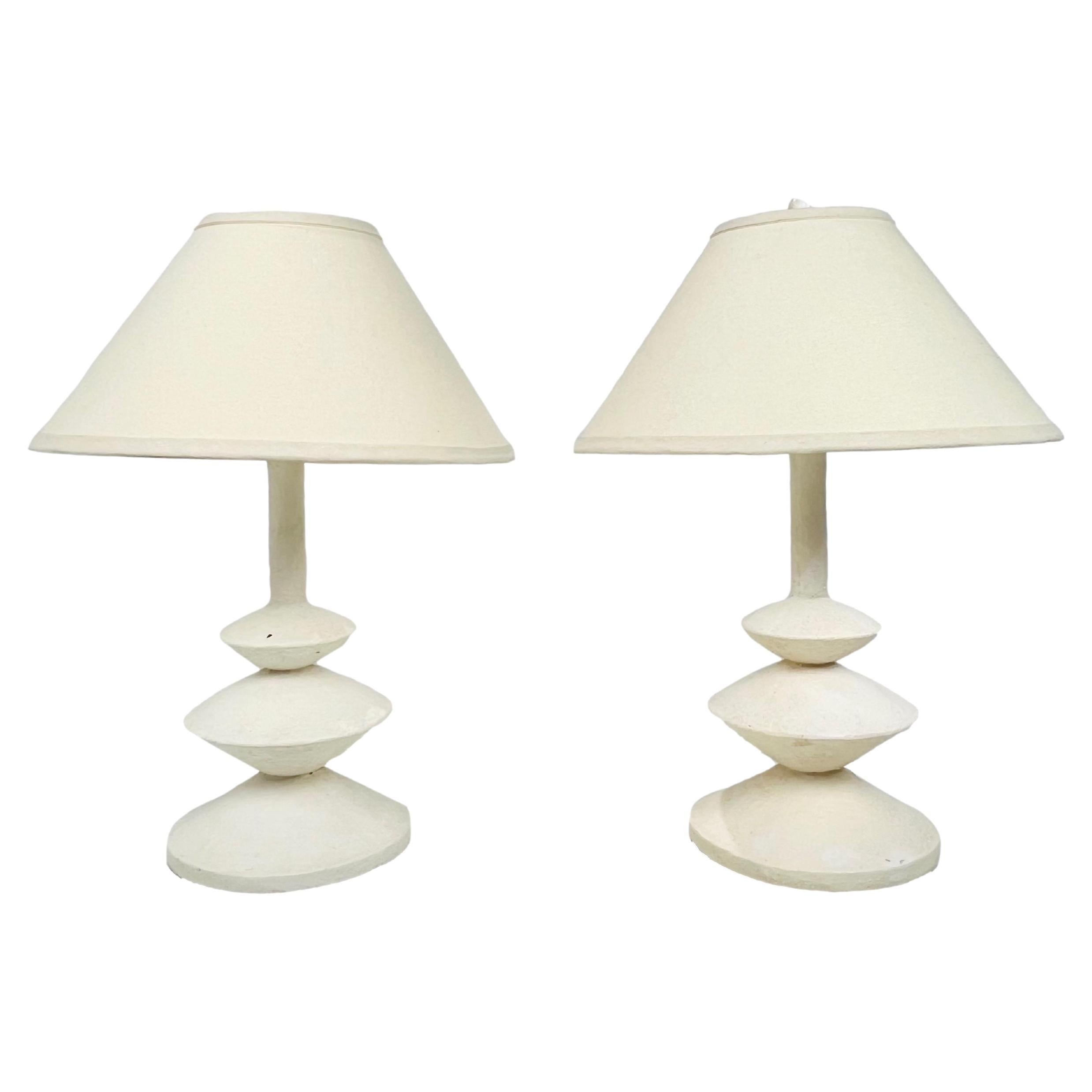 Pair of Plaster table lamps in the style of Giacometti