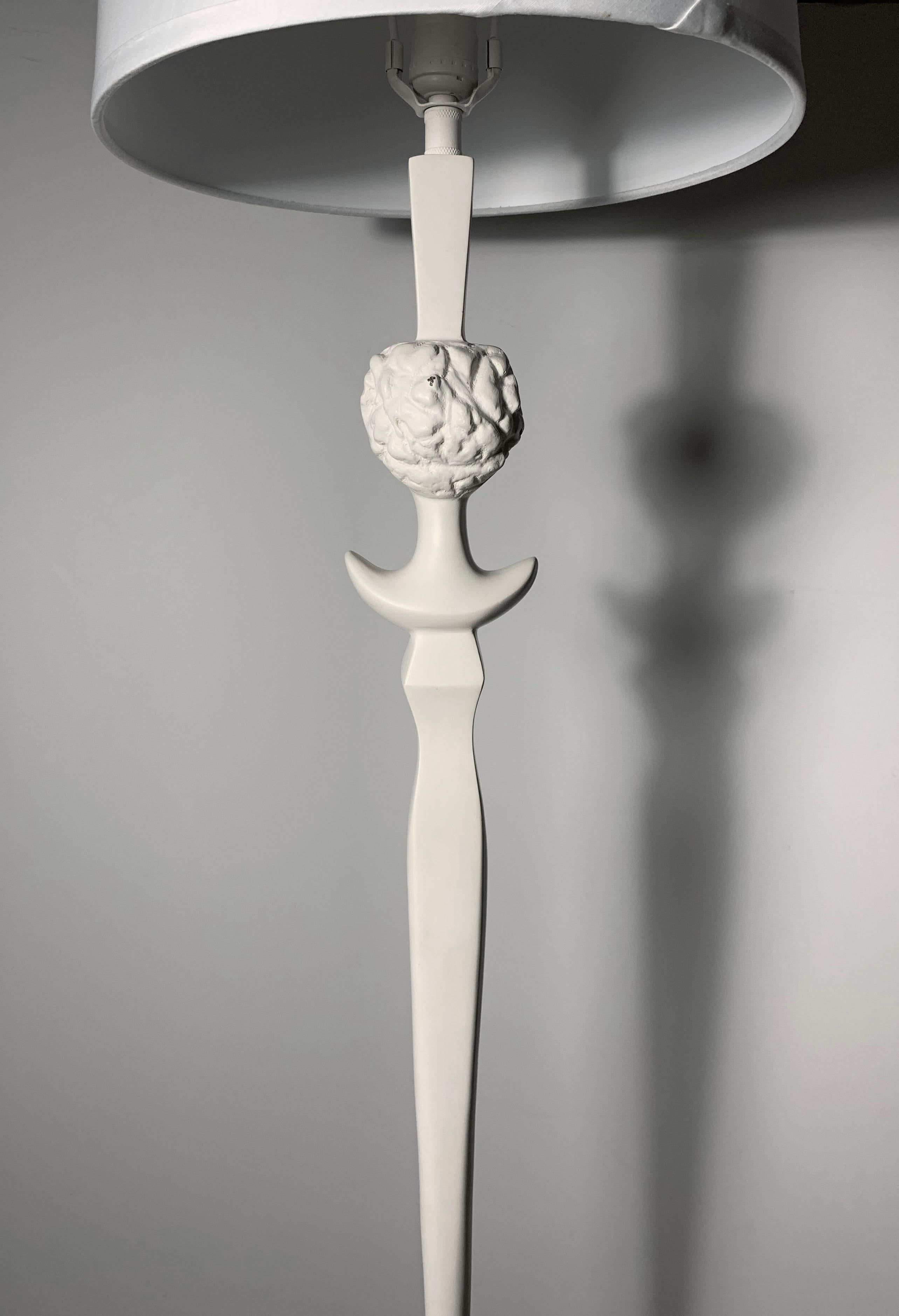 Pair of Plaster Tete De Femme Floor Lamps by Sirmos After Giacometti 3