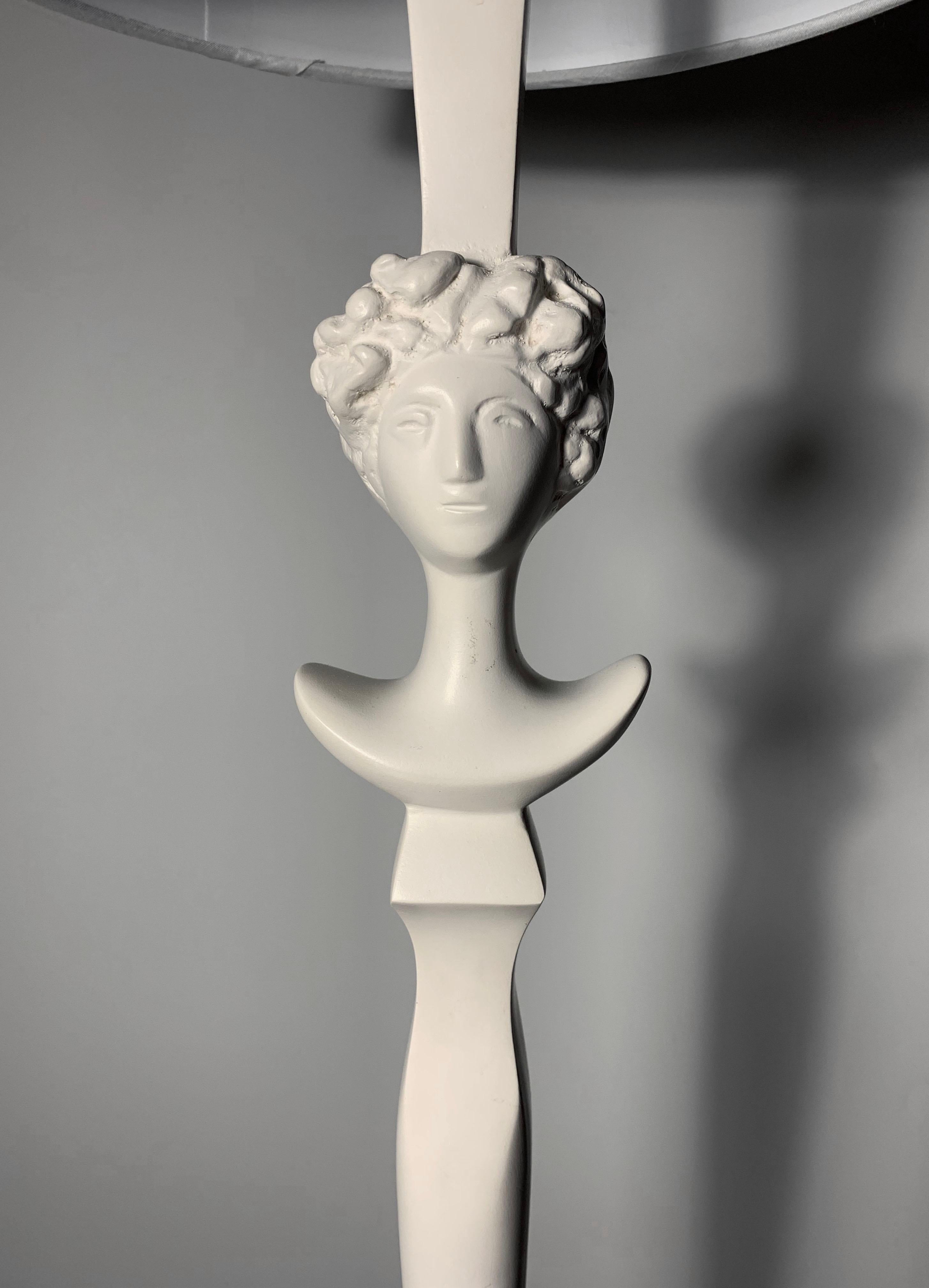 Composition Pair of Plaster Tete De Femme Floor Lamps by Sirmos After Giacometti