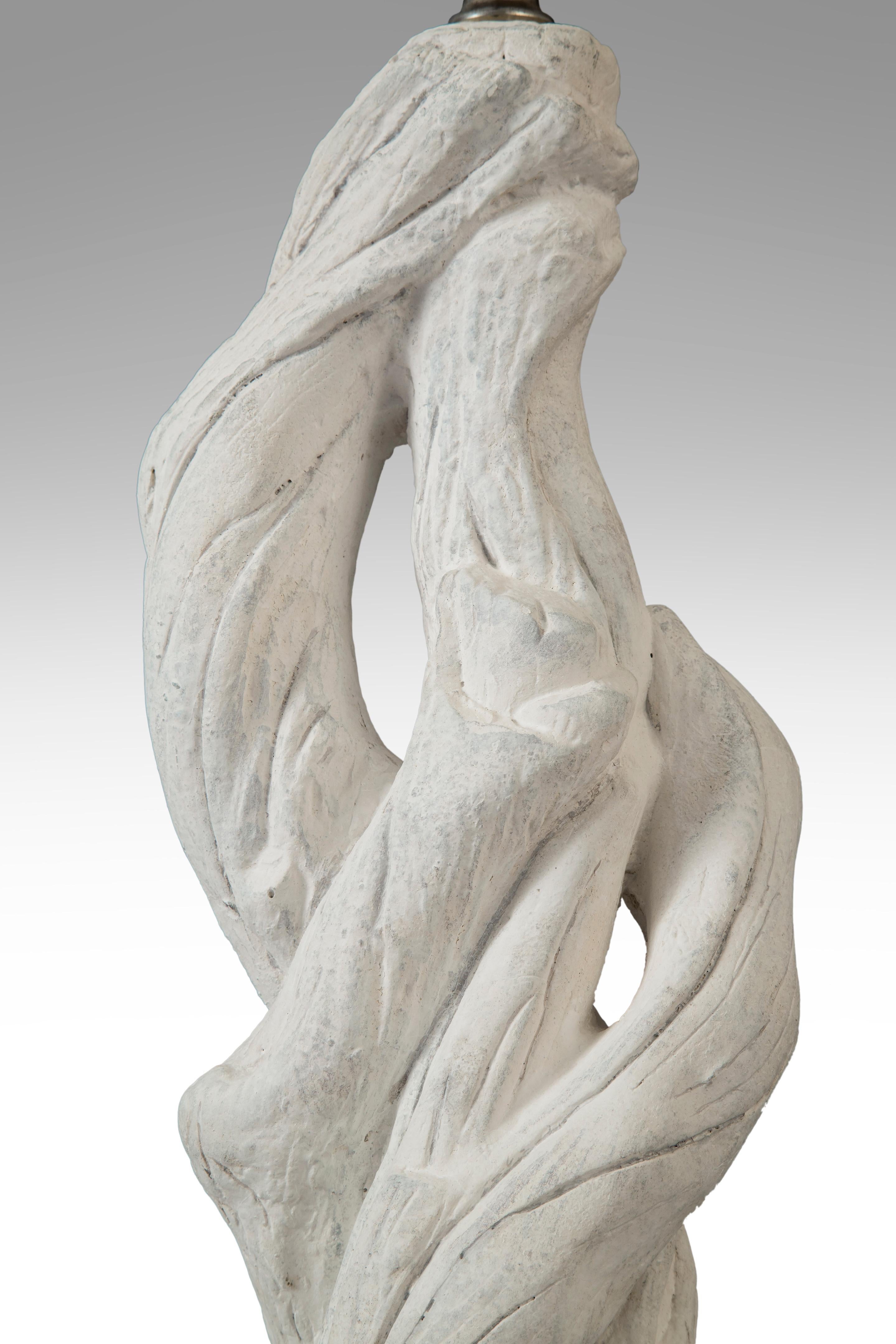 Ceramic Pair of Plaster Tree Lamps in the Style of Serge Roche