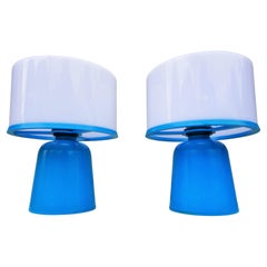 Pair of plastic bedside or table lamps