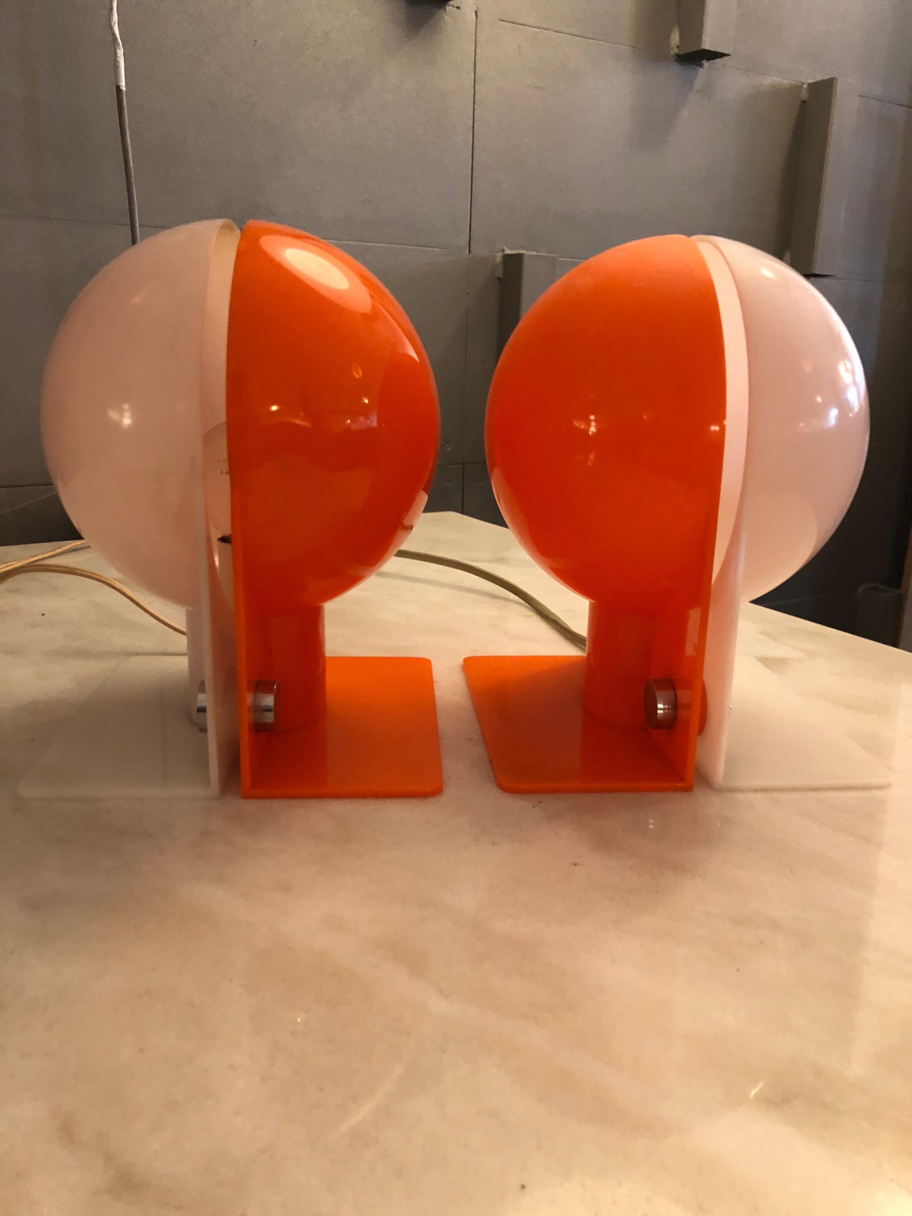 Italian Pair of Plastic Lamps by Sergio Brazzoli and Ermanno Lampa for Guzzini