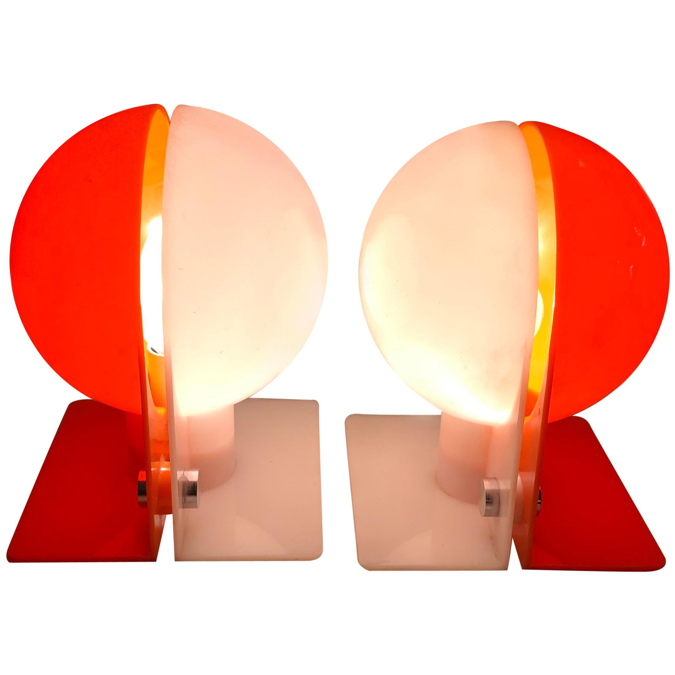 Pair of Plastic Lamps by Sergio Brazzoli and Ermanno Lampa for Guzzini